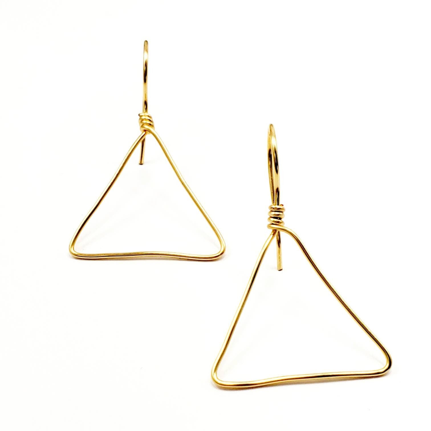 Triangle hoop earrings, Dainty hoop earrings, Thin gold hoop earrings, Large geometric earrings, minimalist earrings, unique earrings