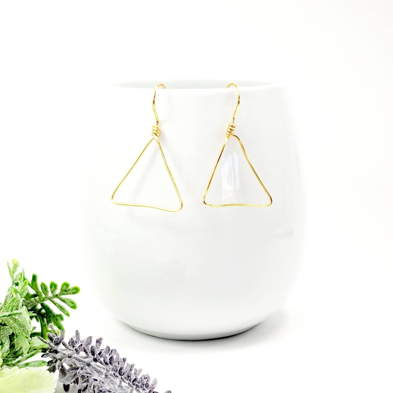 Triangle hoop earrings, Dainty hoop earrings, Thin gold hoop earrings, Large geometric earrings, minimalist earrings, unique earrings
