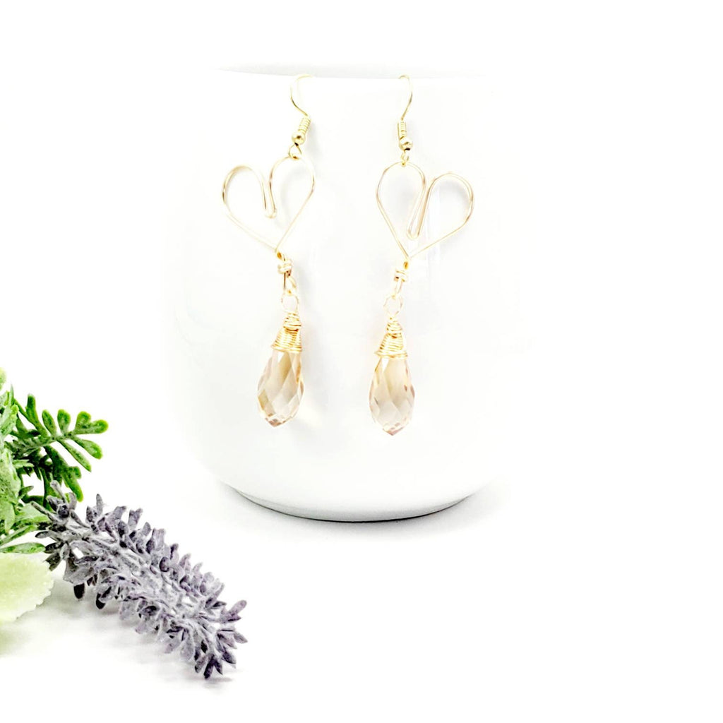 Heart drop earring, Crystal Thin hoop earring, Valentins earrings, Minimalistic earrings, Thin hoop earrings, anniversary giftful