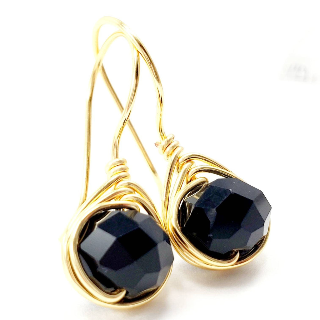 Black drop Minimalistic Earrings - Crystal Drop Earrings, Minimalist Style