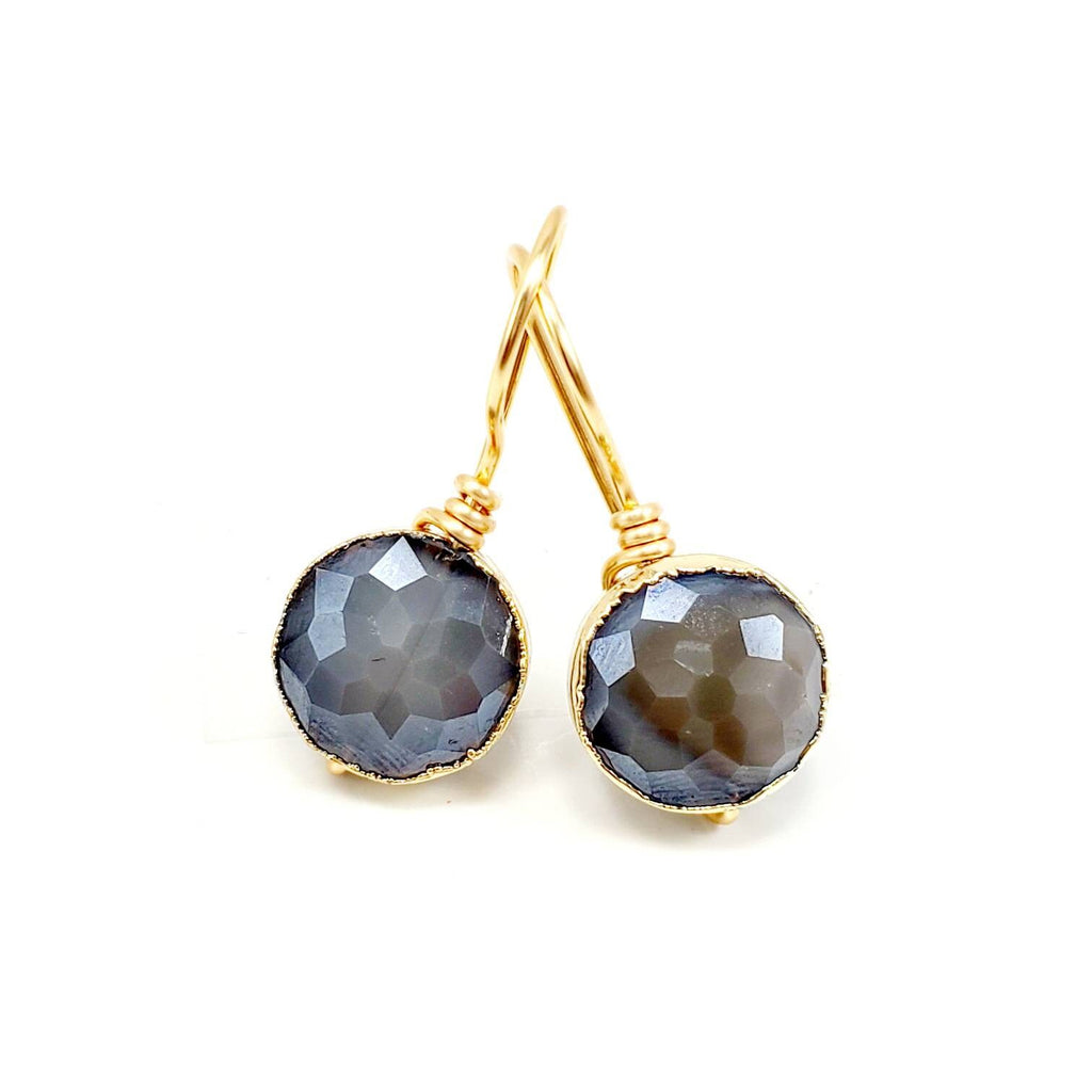 Gray Drop Earrings, Crystal drop earrings, Dark Gray Dangle Earrings, Bridesmaids Smokey Gray Drop earrings, Dark gray Crystal earrings