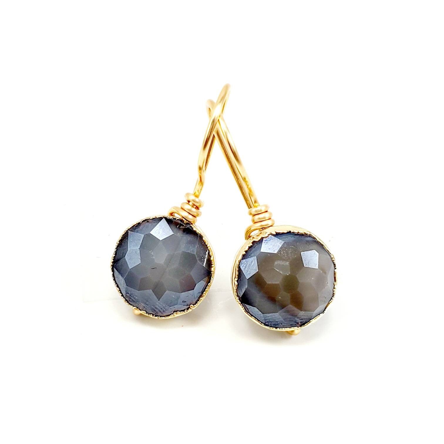 Gray Drop Earrings, Crystal drop earrings, Dark Gray Dangle Earrings, Bridesmaids Smokey Gray Drop earrings, Dark gray Crystal earrings