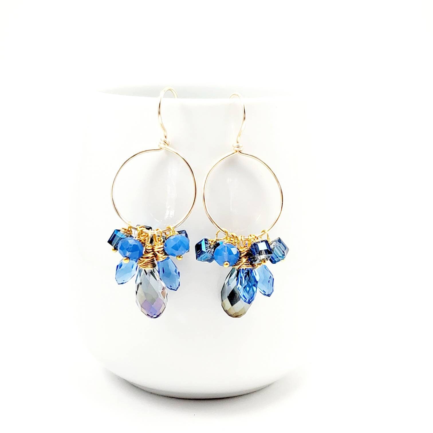 Crystal Hoop Earring, Thin hoop earrings, Gold hoop earrings, Boho hoop earrings, minimalistic hoop earrings, Dainty gold hoop earrings