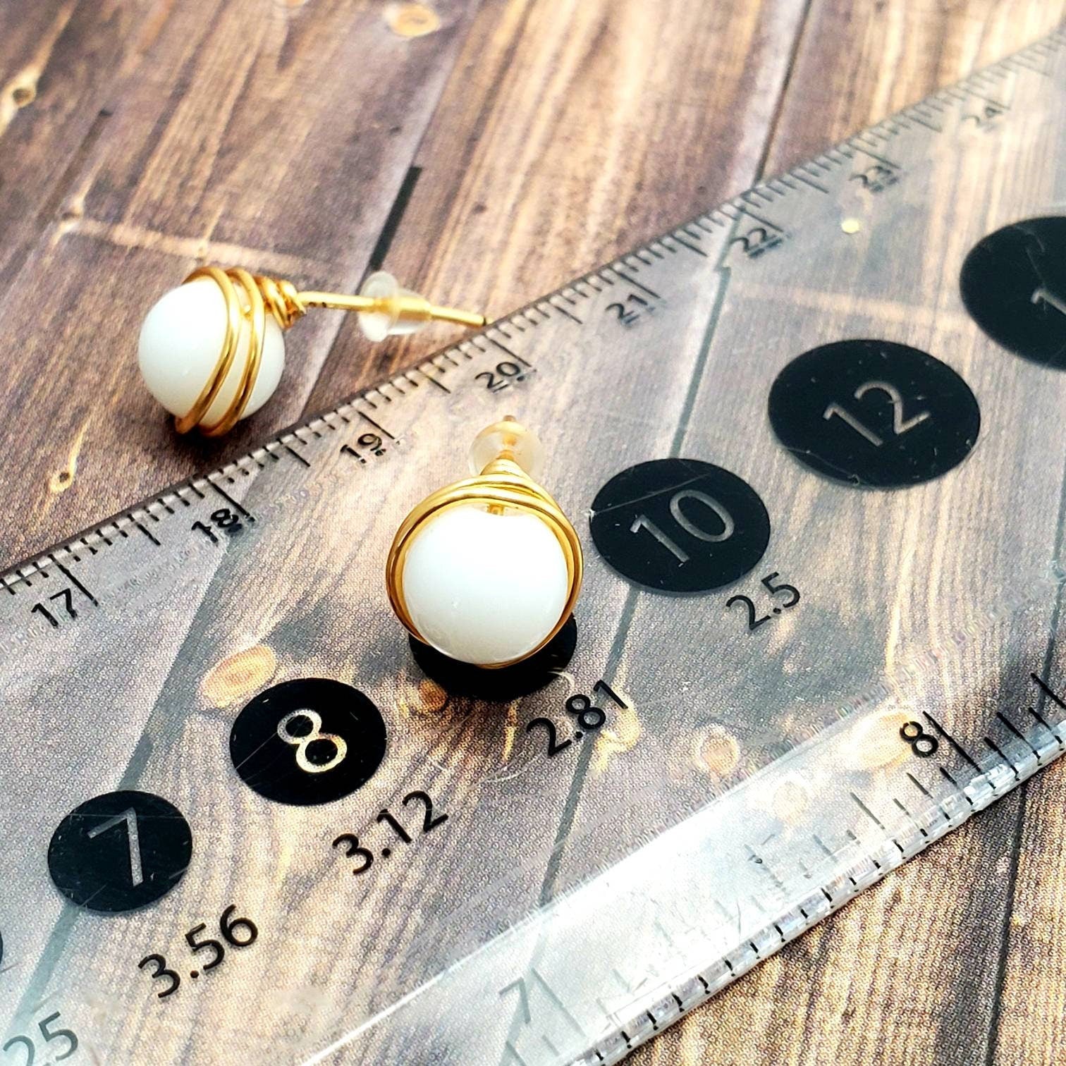 White studs Tiny post earrings, small round earrings, Gold filled dainty earrings, Minimal stud earrings, earrings small, simple earrings