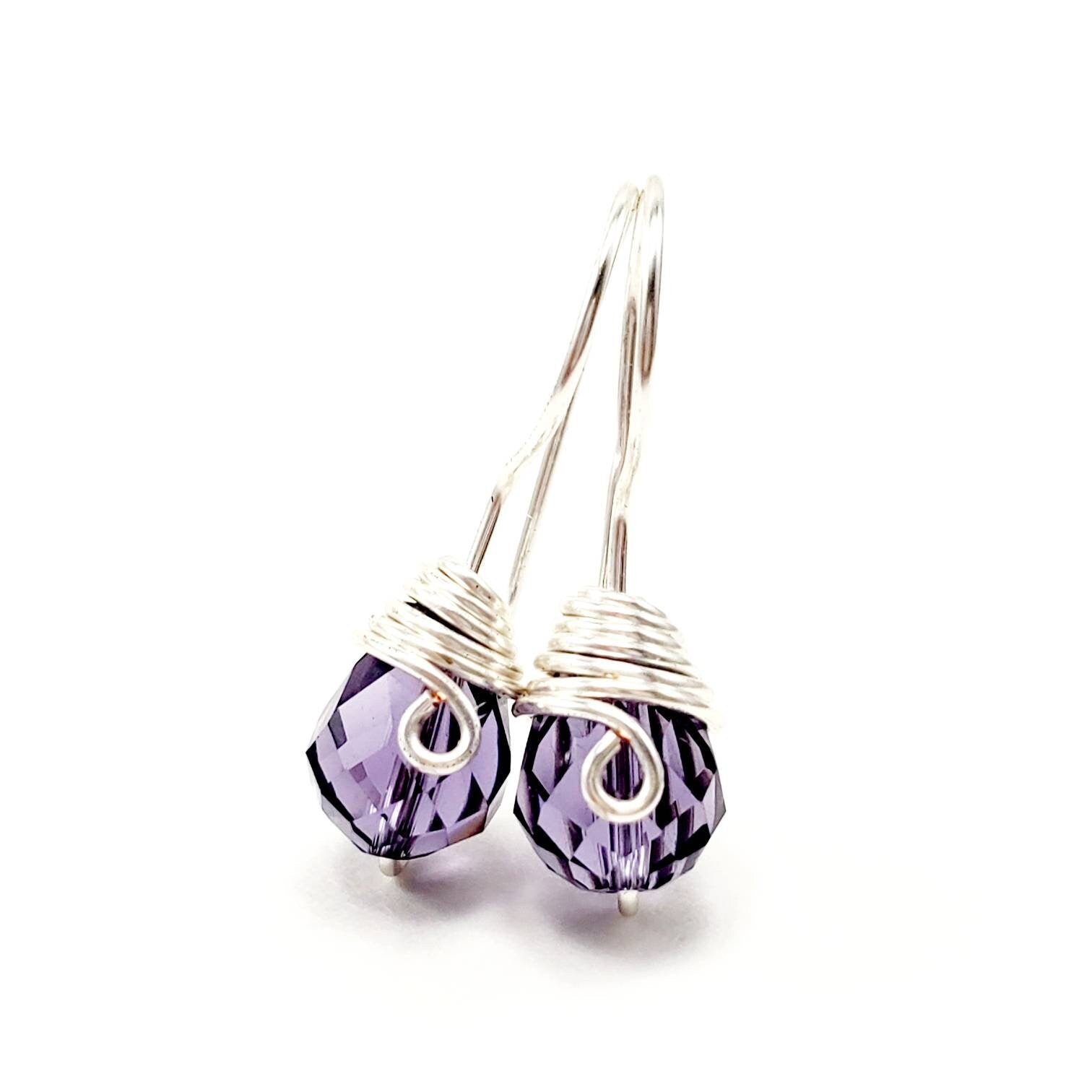 Purple Drop Earrings, Purple Wedding Drop Earrings, Purple Amethyst Bridal Earrings, Purple Crystal Bridal Drop Earrings wedding jewelry