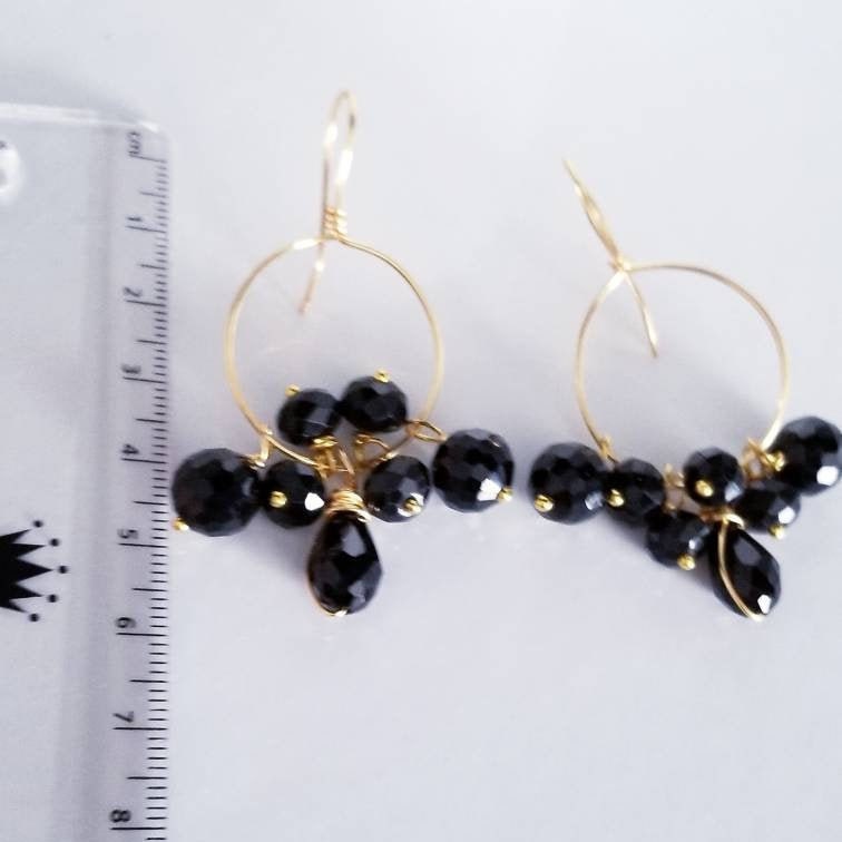 Black Crystal hoop earrings, Charm hoops, Huggie hoop earrings with charm, Thin gold hoop earrings, Thin hoop earrings,Crystal hoop earrings
