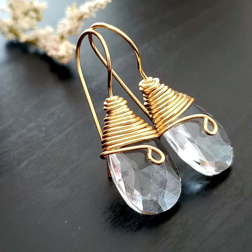 Clear Crystal Teardrop Earrings, Clear Quartz Earrings Silver, Clear Quartz Earrings, Bohemian Teardrop Earrings, Teardrop Crystal Earrings