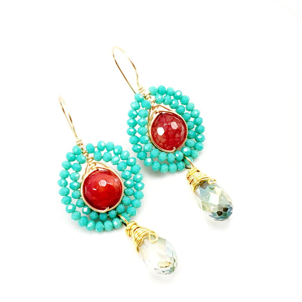 Colorful earrings, Multicolor earrings, Summer earrings, Stacking earrings, giftful beach gift, wife gifted, beach giftful, giftful sister