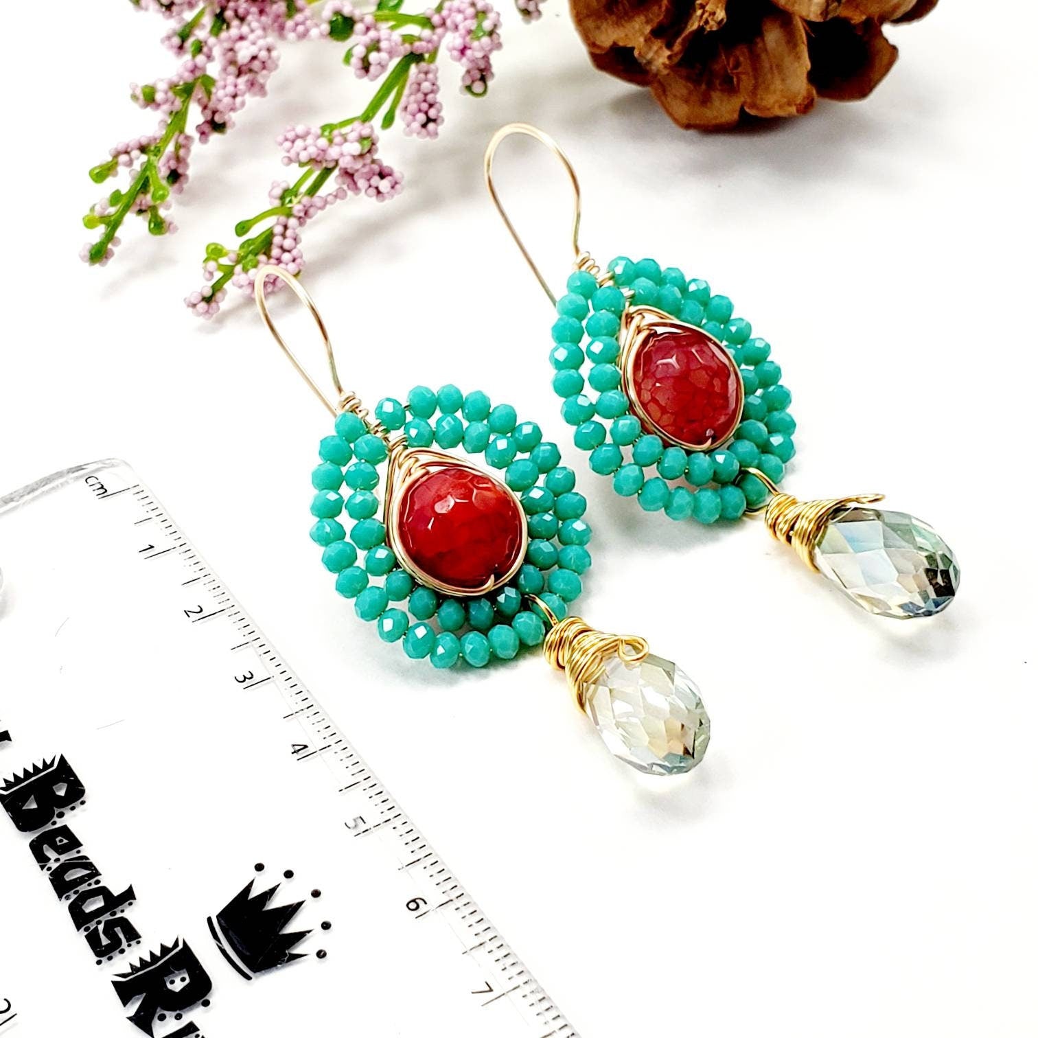 Colorful earrings, Multicolor earrings, Summer earrings, Stacking earrings, giftful beach gift, wife gifted, beach giftful, giftful sister