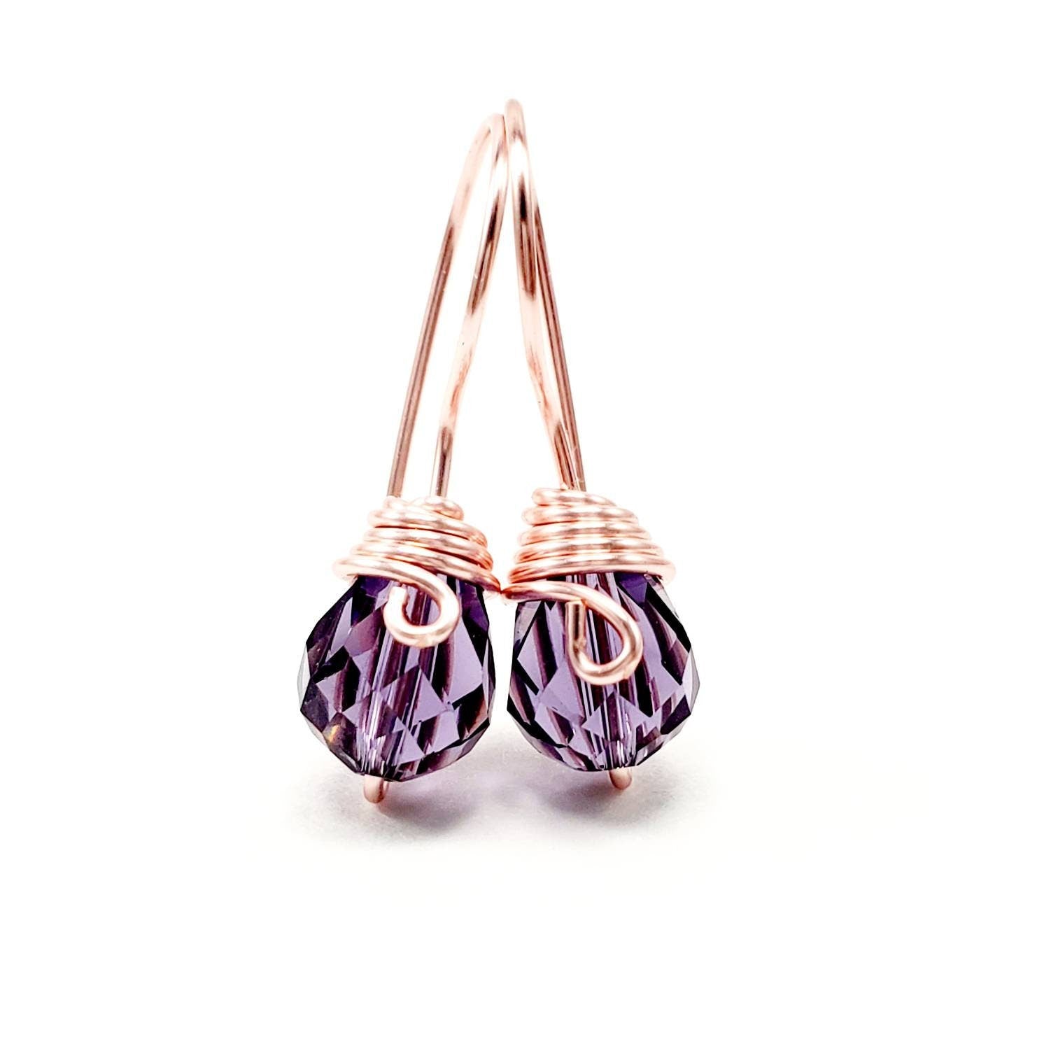 Purple Drop Earrings, Purple Wedding Drop Earrings, Purple Amethyst Bridal Earrings, Purple Crystal Bridal Drop Earrings wedding jewelry