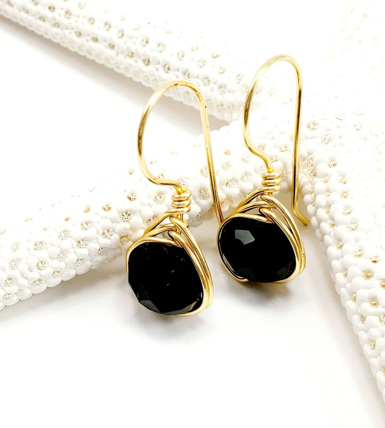 Black drop Minimalistic Earrings - Crystal Drop Earrings, Minimalist Style