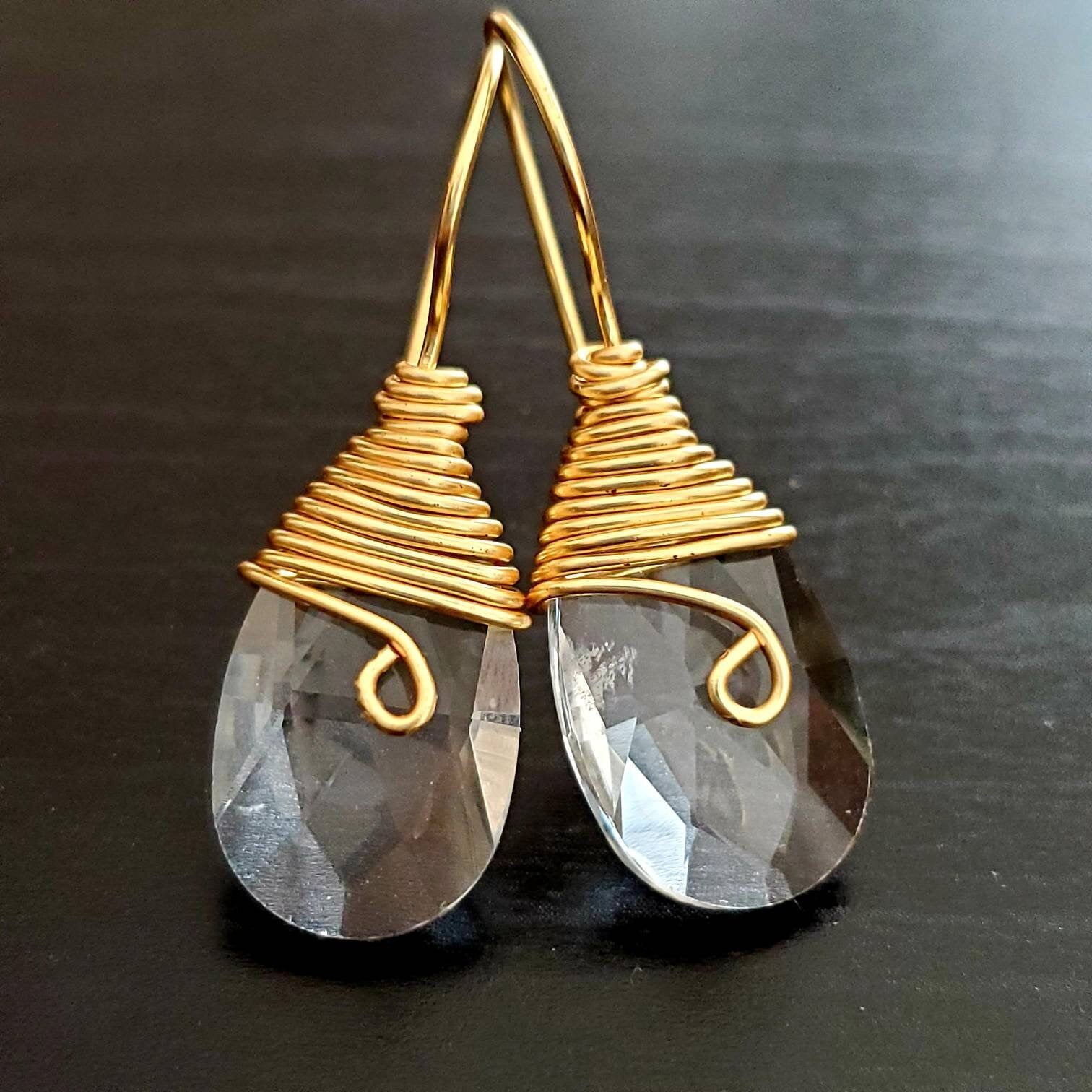 Clear Crystal Teardrop Earrings, Clear Quartz Earrings Silver, Clear Quartz Earrings, Bohemian Teardrop Earrings, Teardrop Crystal Earrings