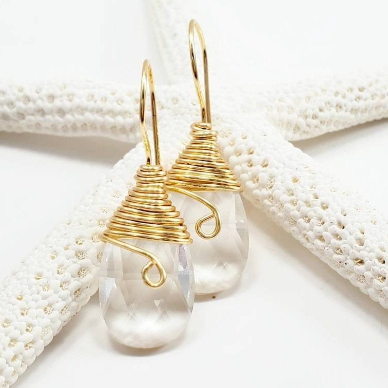 Clear Crystal Teardrop Earrings, Clear Quartz Earrings Silver, Clear Quartz Earrings, Bohemian Teardrop Earrings, Teardrop Crystal Earrings