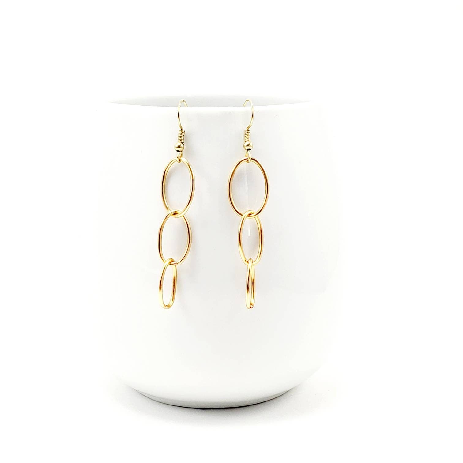 Oval Drop and Dangle Earrings, Geometric Dangle Earring, Modern Lightweight wire Drop Earrings, Geometric Earrings, everyday earrings