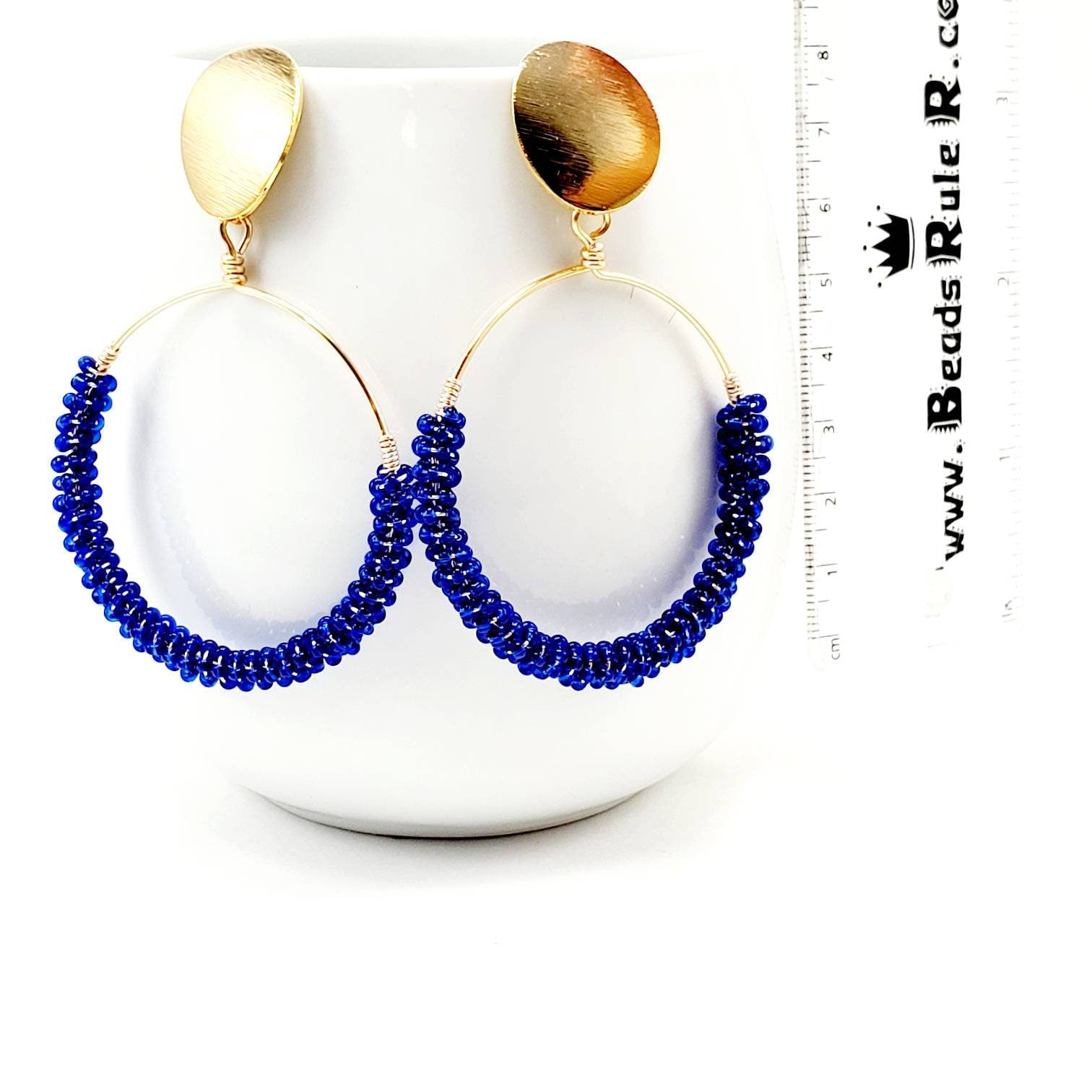 Beaded hoop earrings, Chunky gold hoops, Large hoop earrings, giftful anniversary, giftful sister, gift mothers days
