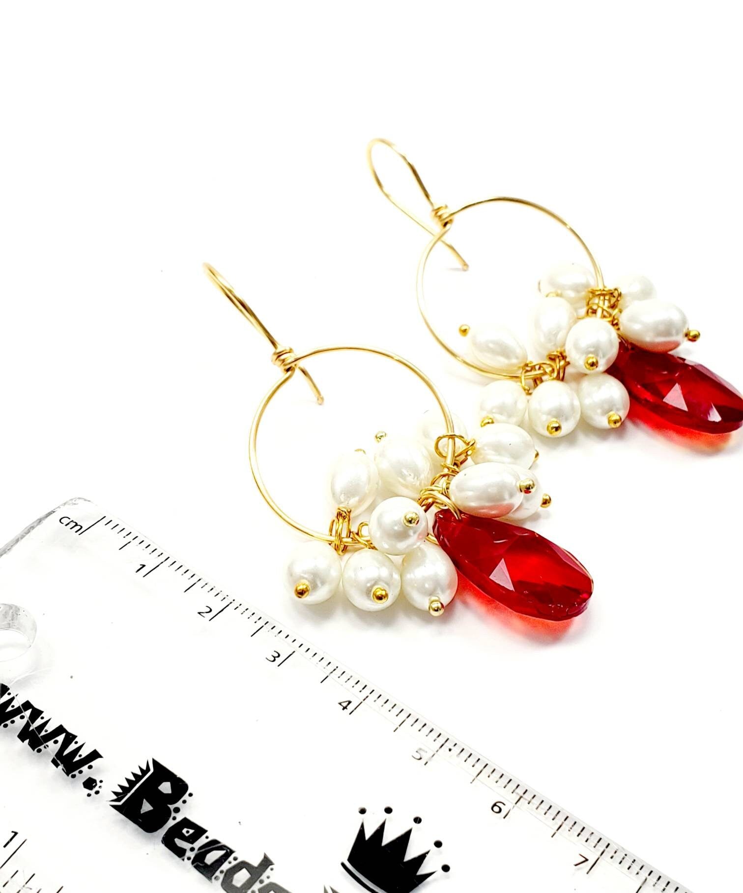 Pearl hoop earrings gold, Dangling Pearl Hoops, Thin gold hoops, Crystal hoop earrings, gifted earrings valentine's gift