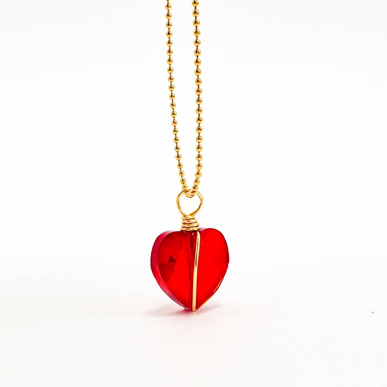 Red heart necklace,Tiny Heart Necklace, Red Stone Heart Pendant, Small heart necklace, Dainty gold necklace, Valentines Day Gift necklace