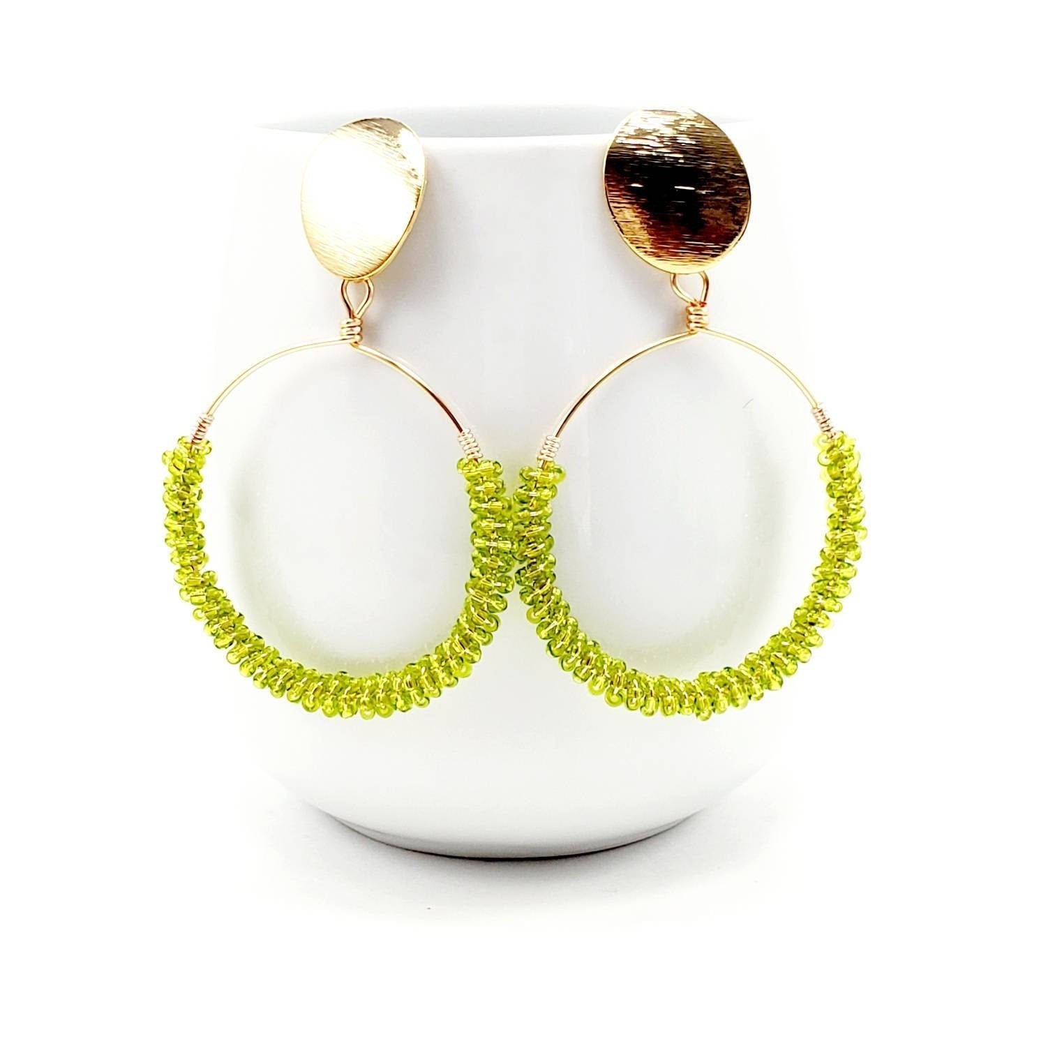 Chunky hoop earrings, Beade earrings,Thick hoop earrings, Gold filled hoop earrings, chunky gold earrings hoops, summer earrings hoops,