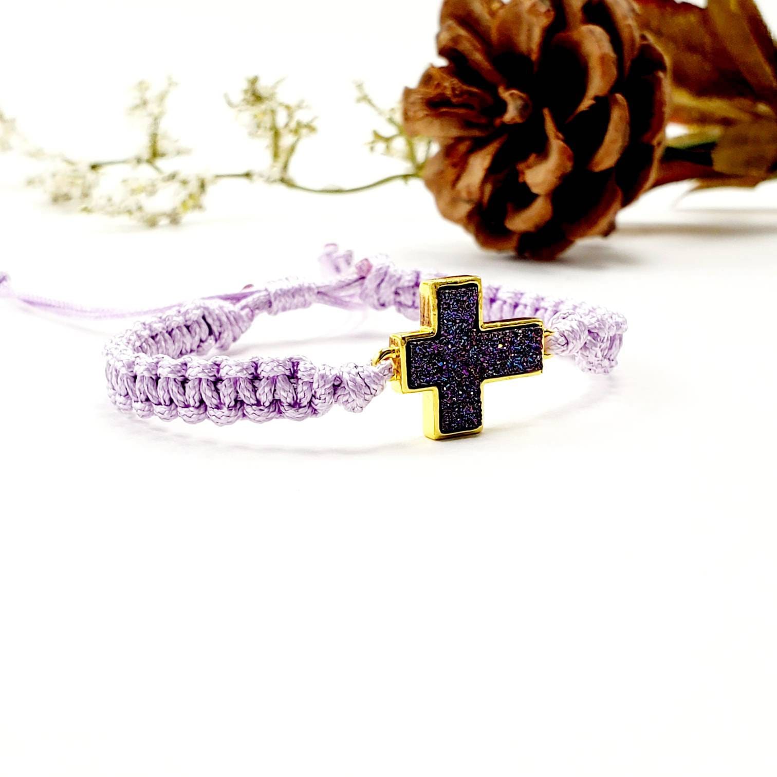 Cross Bracelet, bracelete macrame, bracelet cords, cross bracelet baptism gift, adjustments bracelet, easter bracelets, easter gifted gift