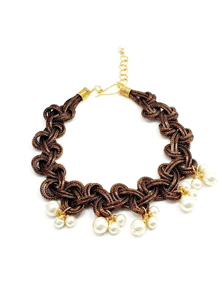 Pearl choker necklace, chunky choker necklace, leather choker red, black necklace choker, gifted choker, chunky charm necklace, moms gifted