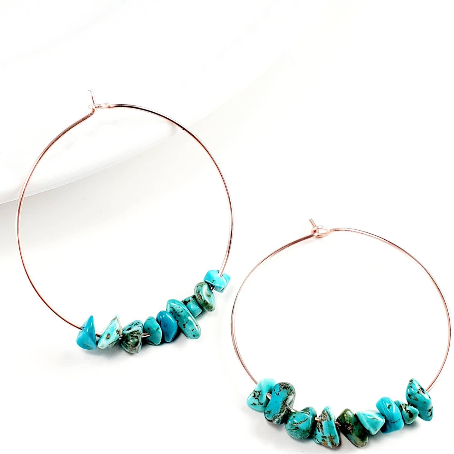 Turquoise thin Hoops, Turquoise Hoop Earrings, Raw Turquoise Earrings, turquoise statement earrings, christmas gifted,christmas gift for mom