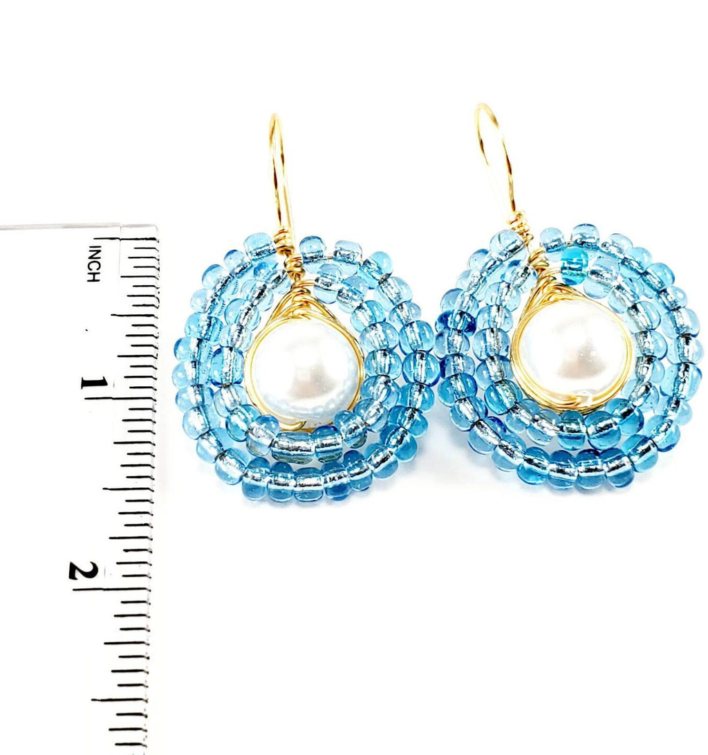 Pearl drop earrings, Something Blue Earrings, delicate earrings, minimal earrings, bridesmaid earrings, everyday earrings, giftful earring