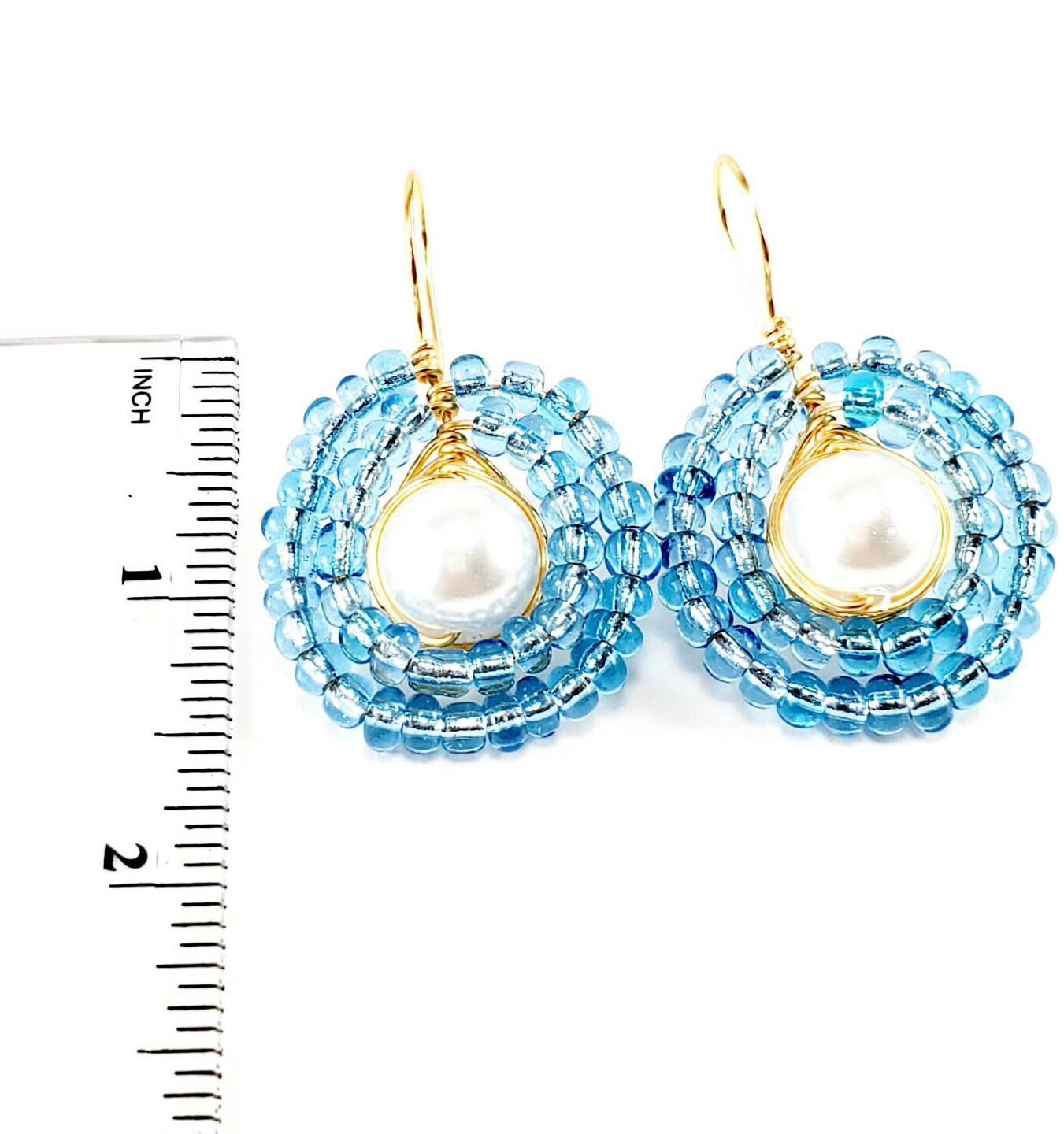 Pearl drop earrings, Something Blue Earrings, delicate earrings, minimal earrings, bridesmaid earrings, everyday earrings, giftful earring