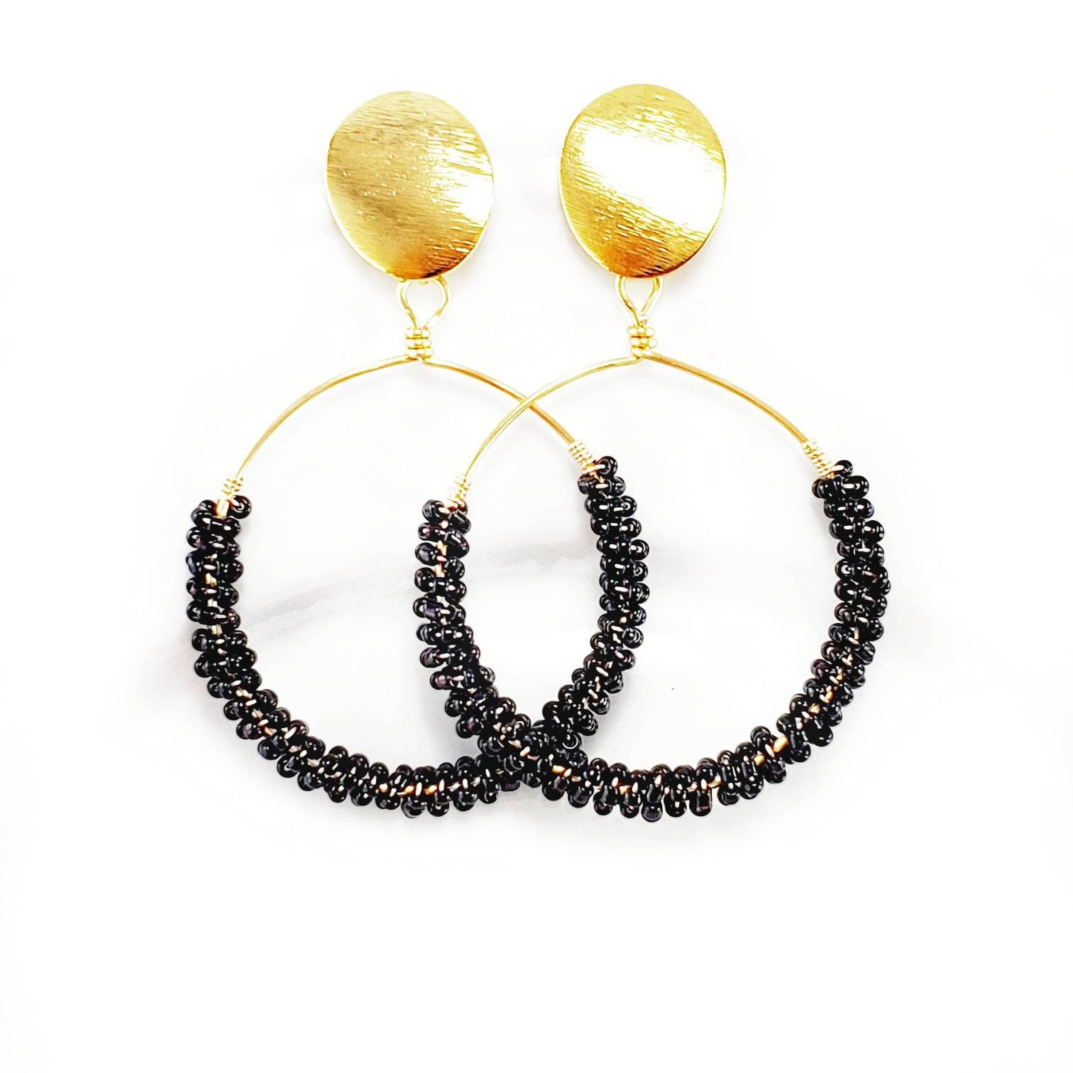 Beaded hoops earrings, Dainty hoop earrings, Gold large hoops, Gold Thick gold hoop earrings,Big hoop earrings,2inch gold hoops,gift for her