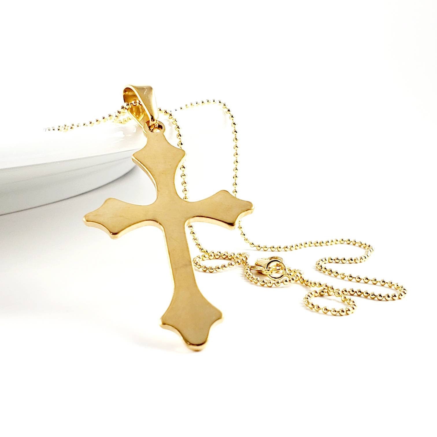 Dainty cross, Gold cross necklace, Gold cross pendant, Religious necklace, christian cross necklace, Gothic cross necklace, christiangift