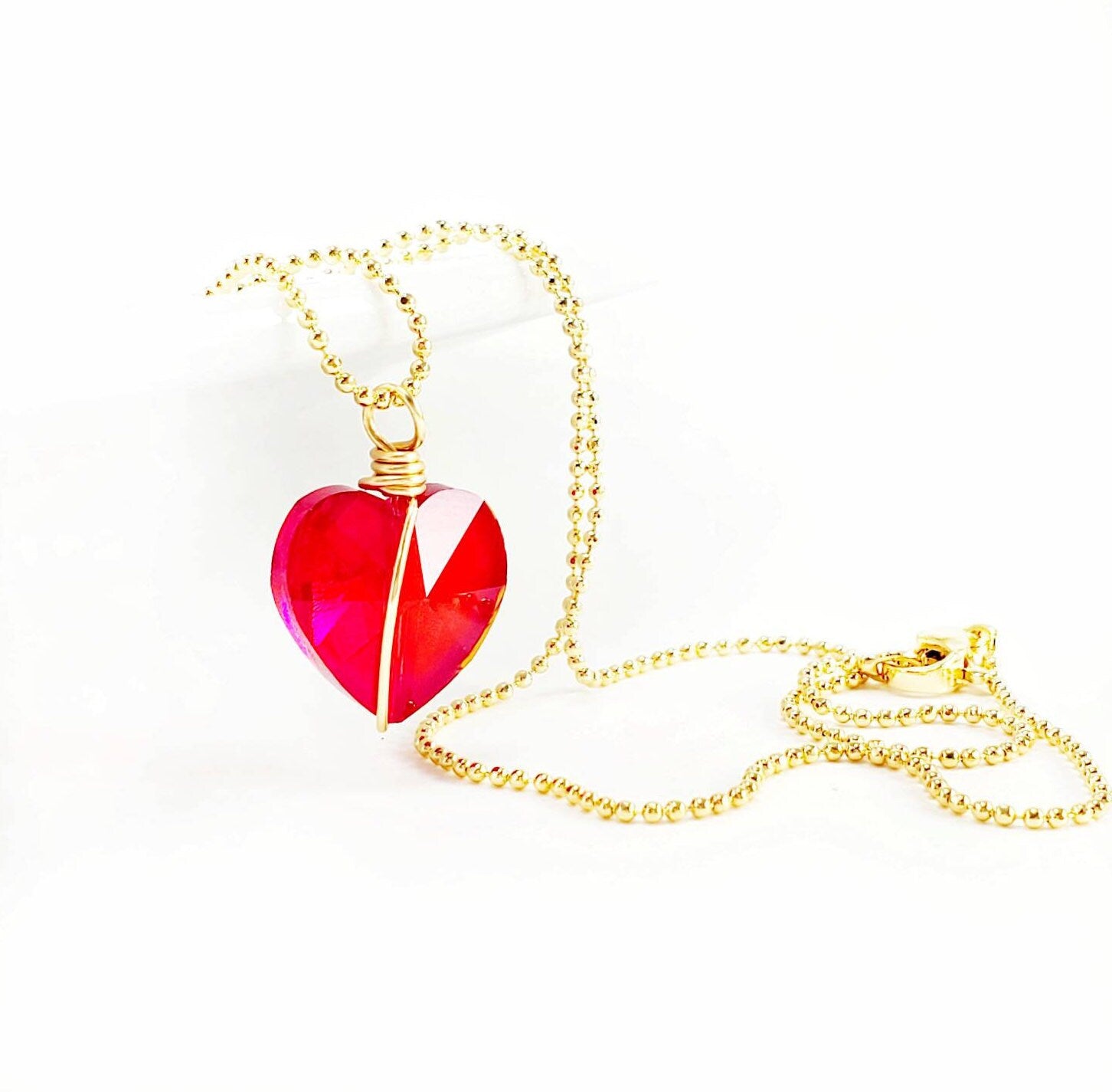Red heart necklace,Tiny Heart Necklace, Red Stone Heart Pendant, Small heart necklace, Dainty gold necklace, Valentines Day Gift necklace