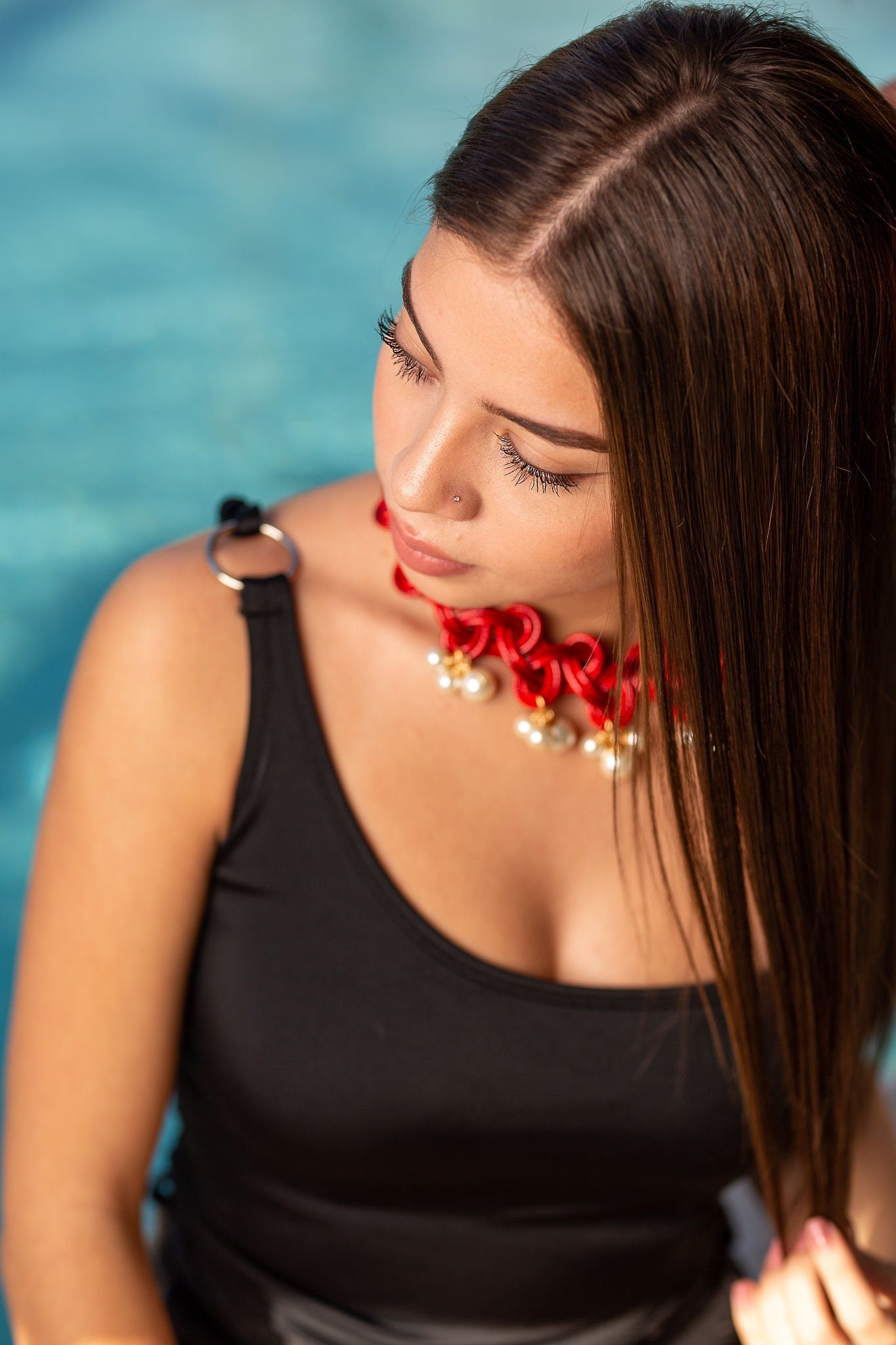 Choker red, Pearl choker necklace, dainty necklace red, chunky choker necklace, leather choker red, gifted choker, chunky charm necklace