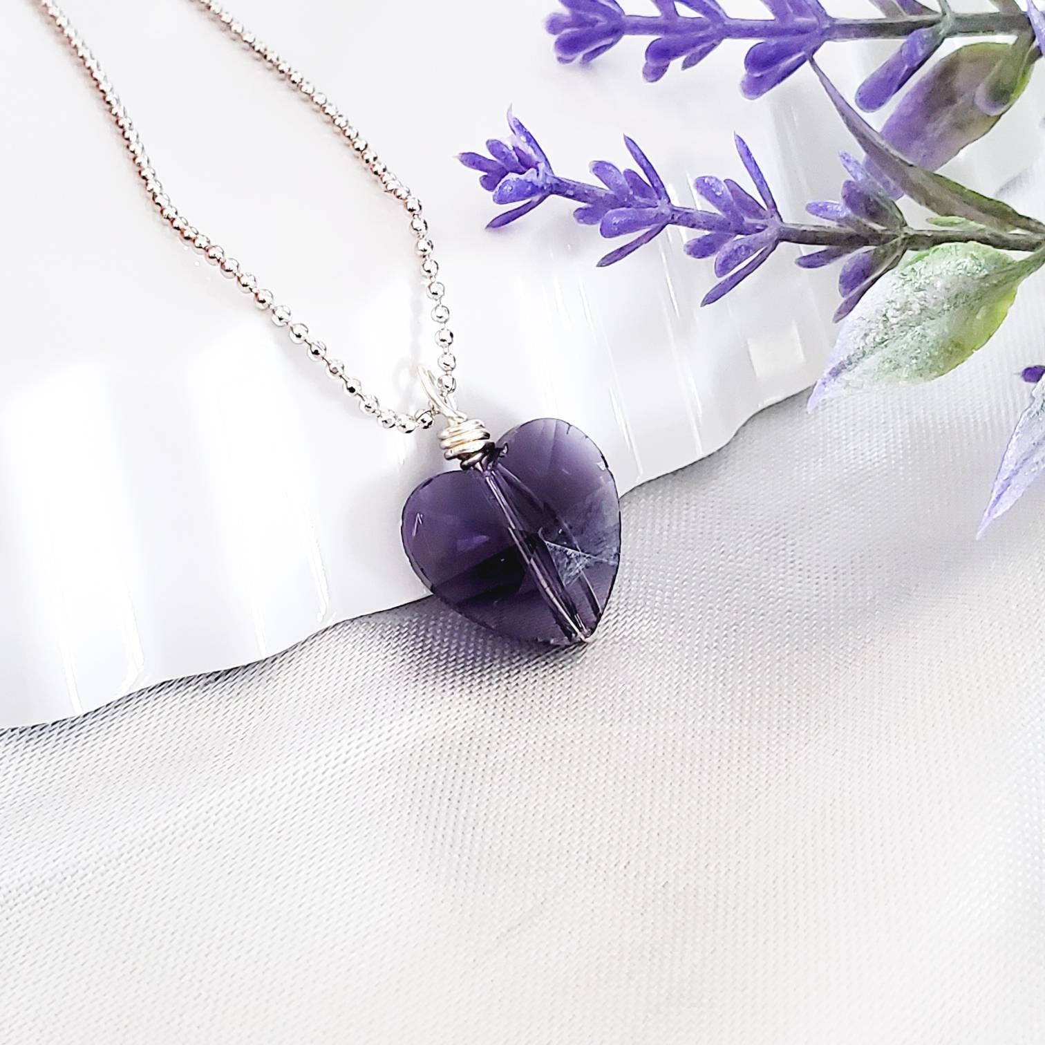 Heart Crystal Necklace, Dainty Necklace, Gold plated heart necklace, Tiny Heart Minimalist, Small heart necklace, mothers day gift