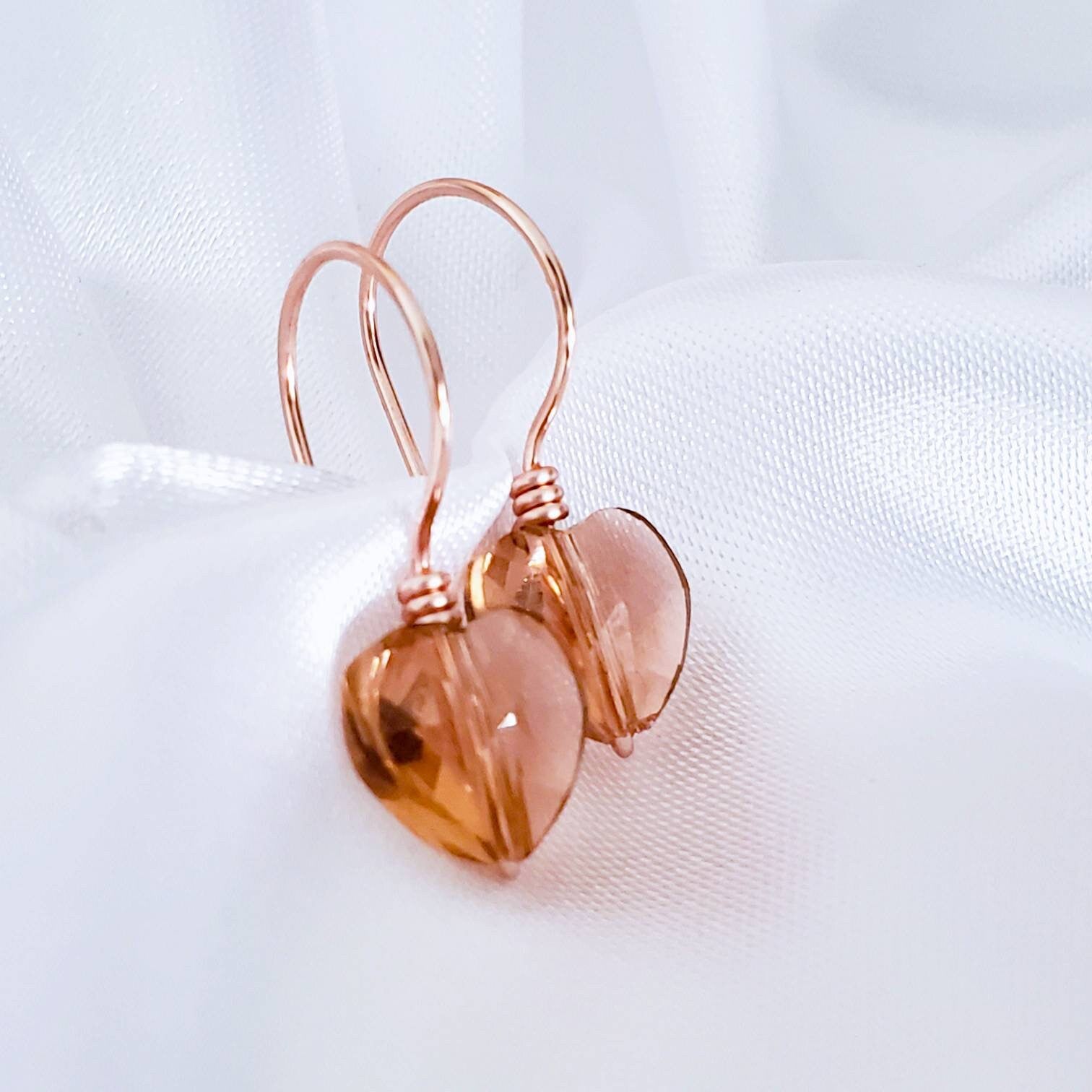 Pink Heart Earrings, Heart Crystal earrings, Blue heart earrings, Tiny Heart shaped earrings, small love earrings, Valentin's day gift