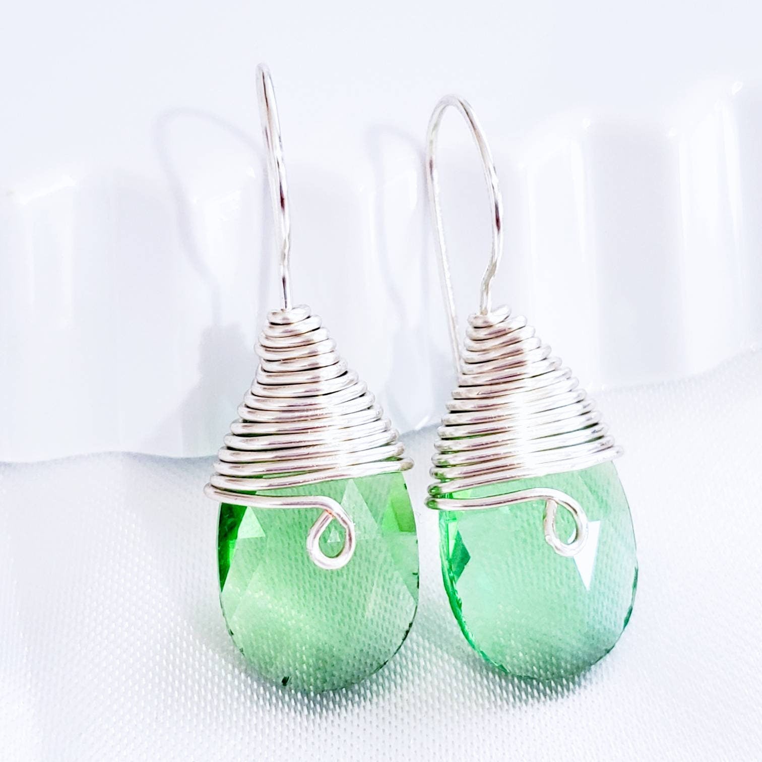 Crystal teardrop earrings, Blue drop earrings, Long teardrop earrings, Crystal dangling earrings, Bridal earrings, classic earrings