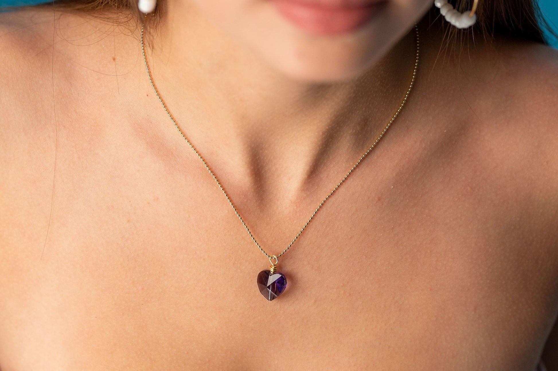 Heart Crystal Necklace, Dainty Necklace, Gold plated heart necklace, Tiny Heart Minimalist, Small heart necklace, mothers day gift