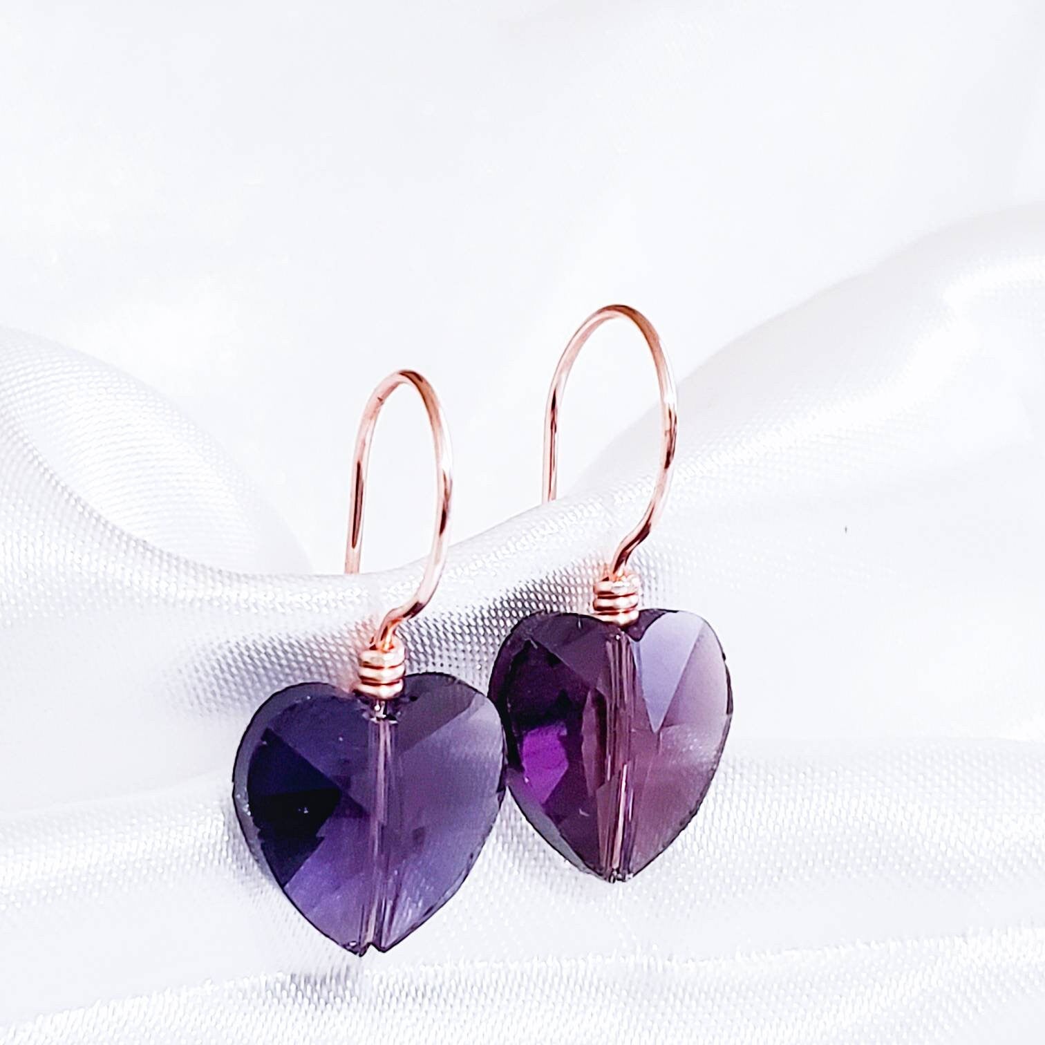 Heart Crystal Earrings, Tiny drop earrings, Heart Dangle Earrings, Crystal Heart Earrings, Love Crystal Earrings, Crystal Earrings Gift