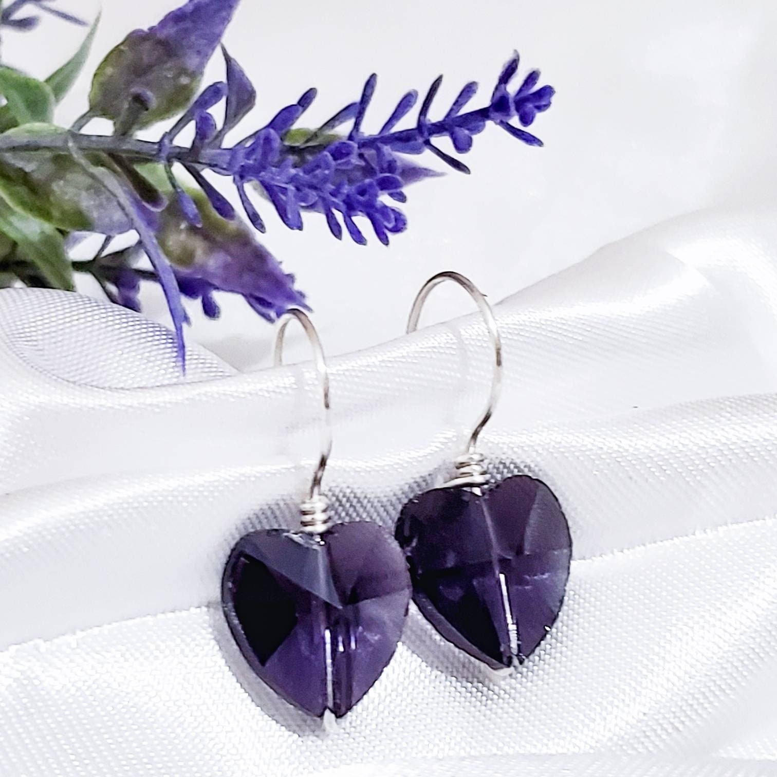 Heart Crystal Earrings, Tiny drop earrings, Heart Dangle Earrings, Crystal Heart Earrings, Love Crystal Earrings, Crystal Earrings Gift