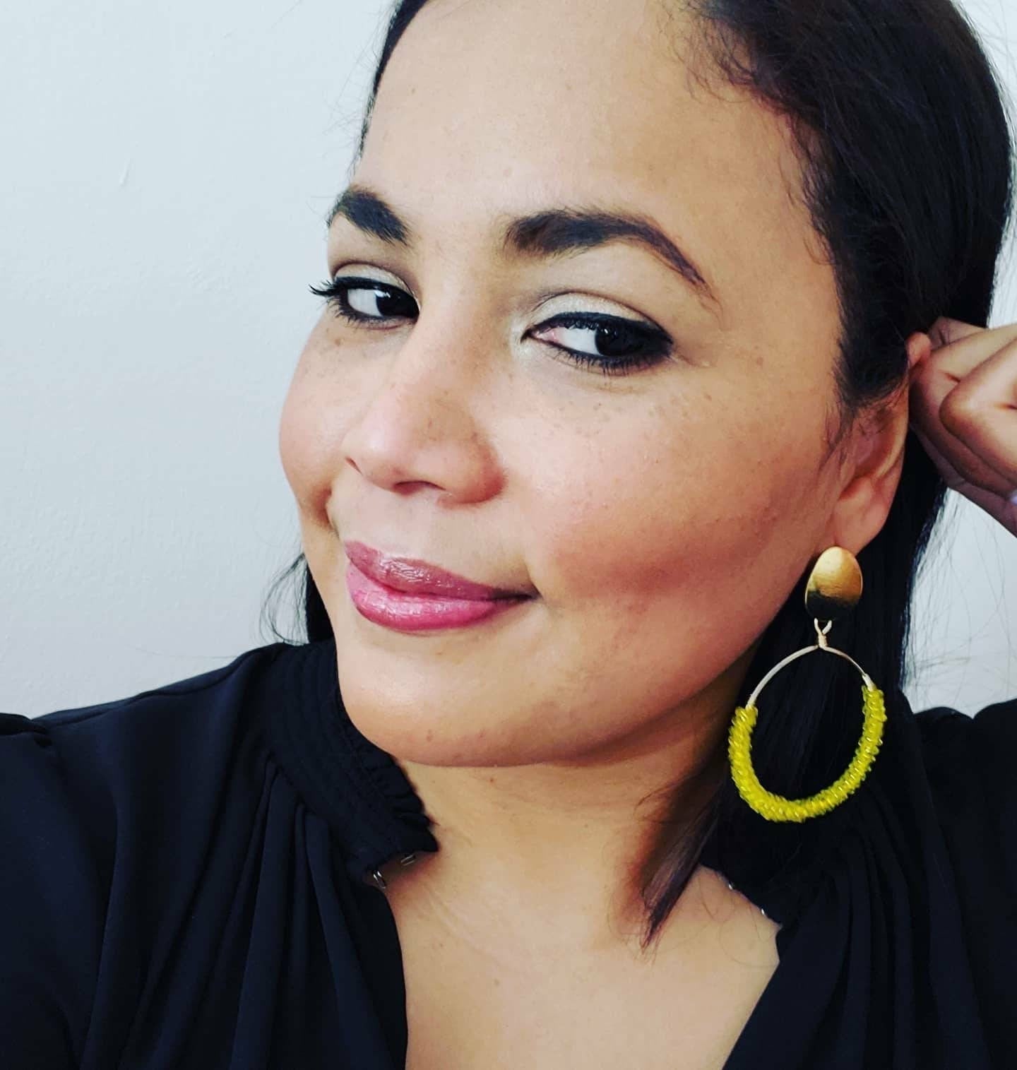 Colorful Crystal Hoops, Beaded hoop earrings, gold hoop earrings, Chunky gold hoops, Thick gold hoops, stacking earrings, everyday hoops