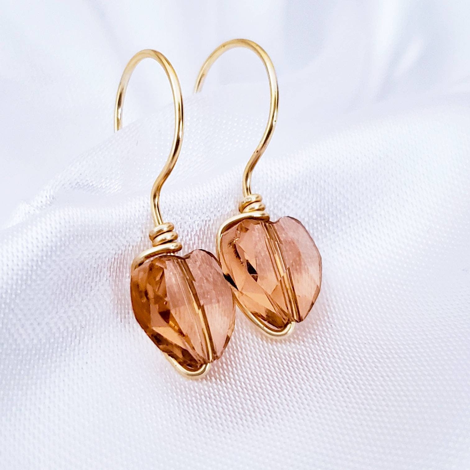 Pink Heart Earrings, Heart Crystal earrings, Blue heart earrings, Tiny Heart shaped earrings, small love earrings, Valentin's day gift