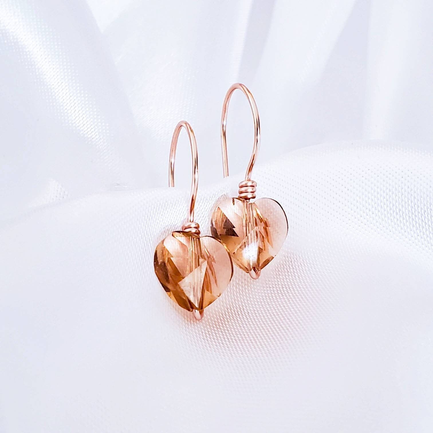 Pink Heart Earrings, Heart Crystal earrings, Blue heart earrings, Tiny Heart shaped earrings, small love earrings, Valentin's day gift