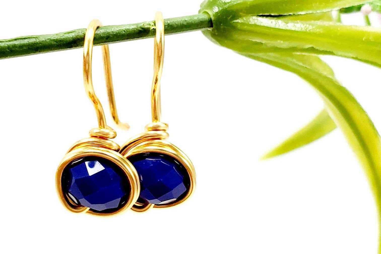 Navy Blue Round Earrings, Tiny drop Earrings, Navy Crystal Earrings Dangle, Blue Navy Bridal Earrings Bridal Dark Blue Earrings Gift For Her
