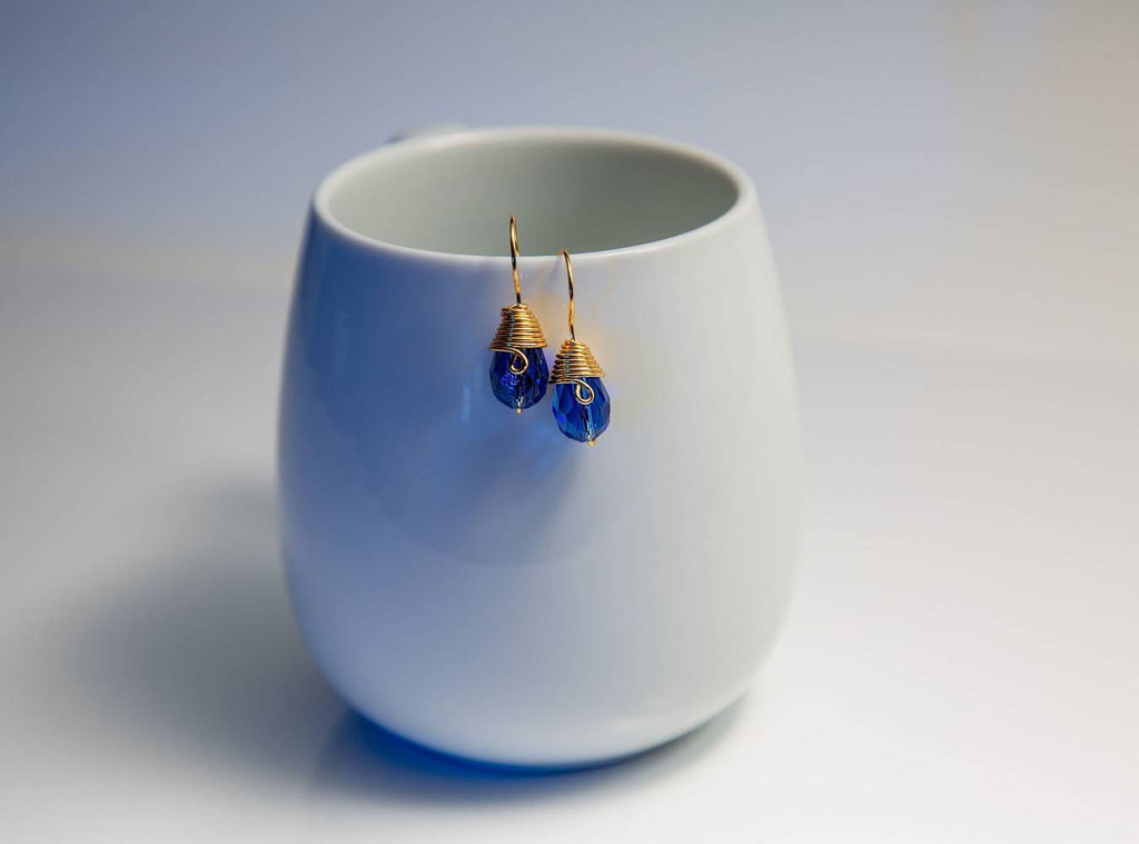Teardrop crystal Earrings, Deep navy blue, Bridal blue earrings, Bridesmaids earrings, royal blue earrings, navy earrings, Something blue