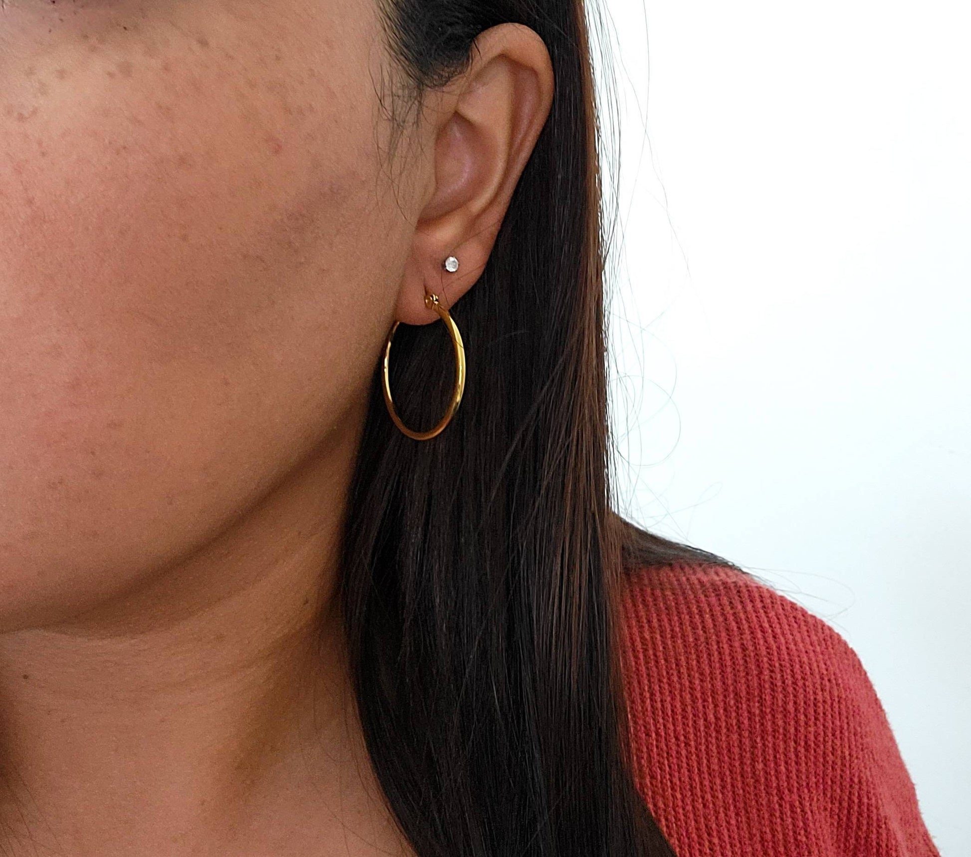 Hexagon Earrings, dainty Thin hoop earrings, gold filled hoop earrings, medium hoop, dainty huggy hoop, dainty hoops huggies, giftful sister