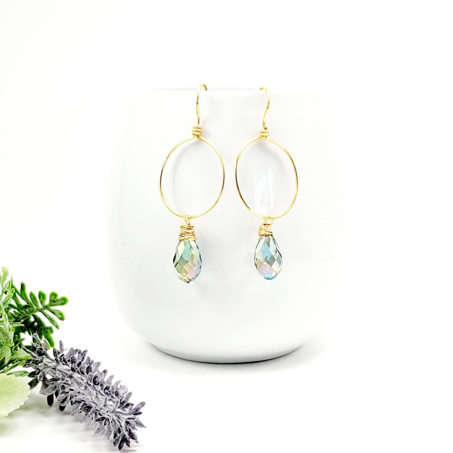 Crystal hoop earrings, Large hoop earrings, Hoop earrings with charm, Gold hoop earrings, Dainty hoop earrings, christmas giftful for mom