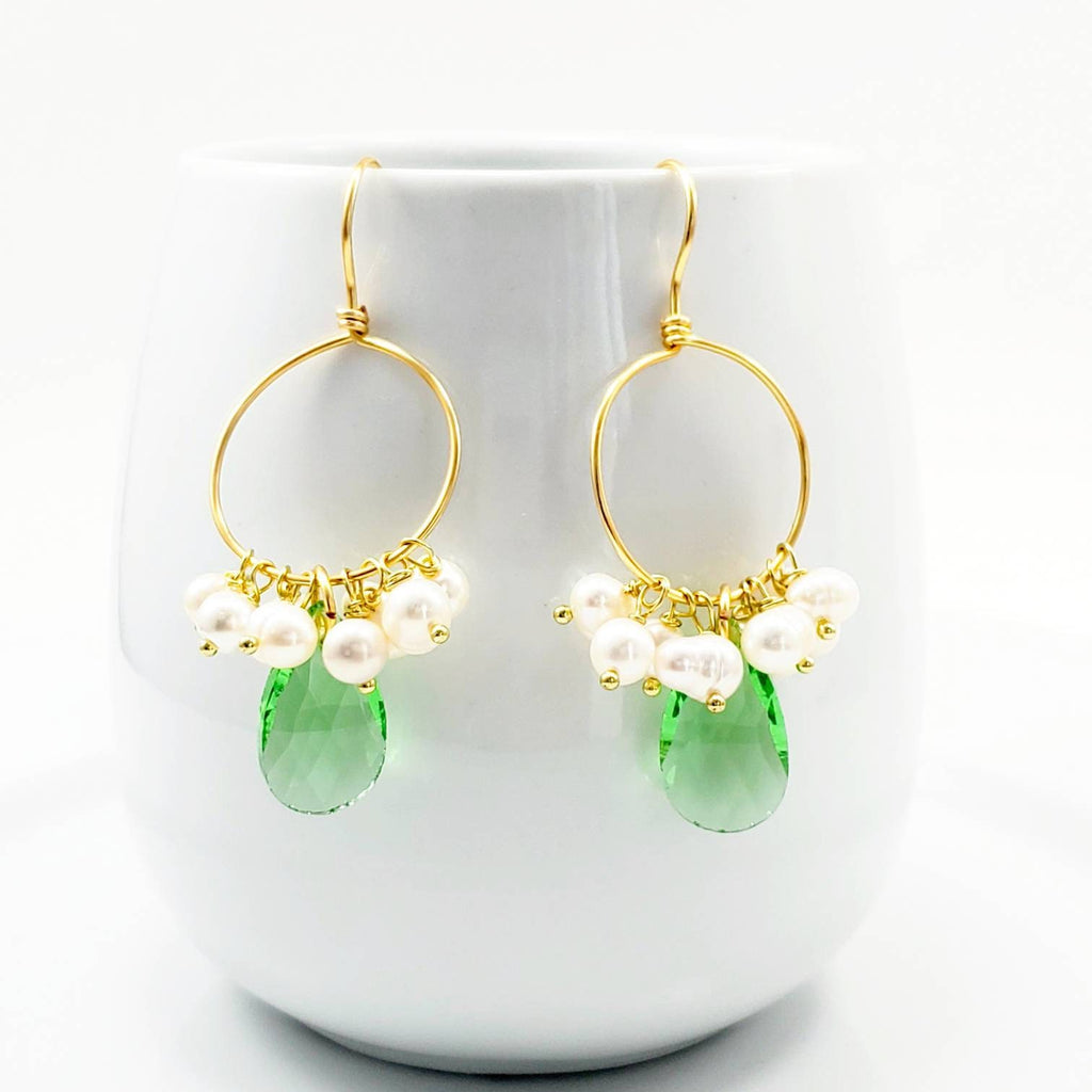 Pearl Drop Hoops, Pearl hoop earrings, 18K Gold Filled Pearl Earrings, Handmade Fresh Water Pearl Earrings, Drop Earrings, mothers day gift