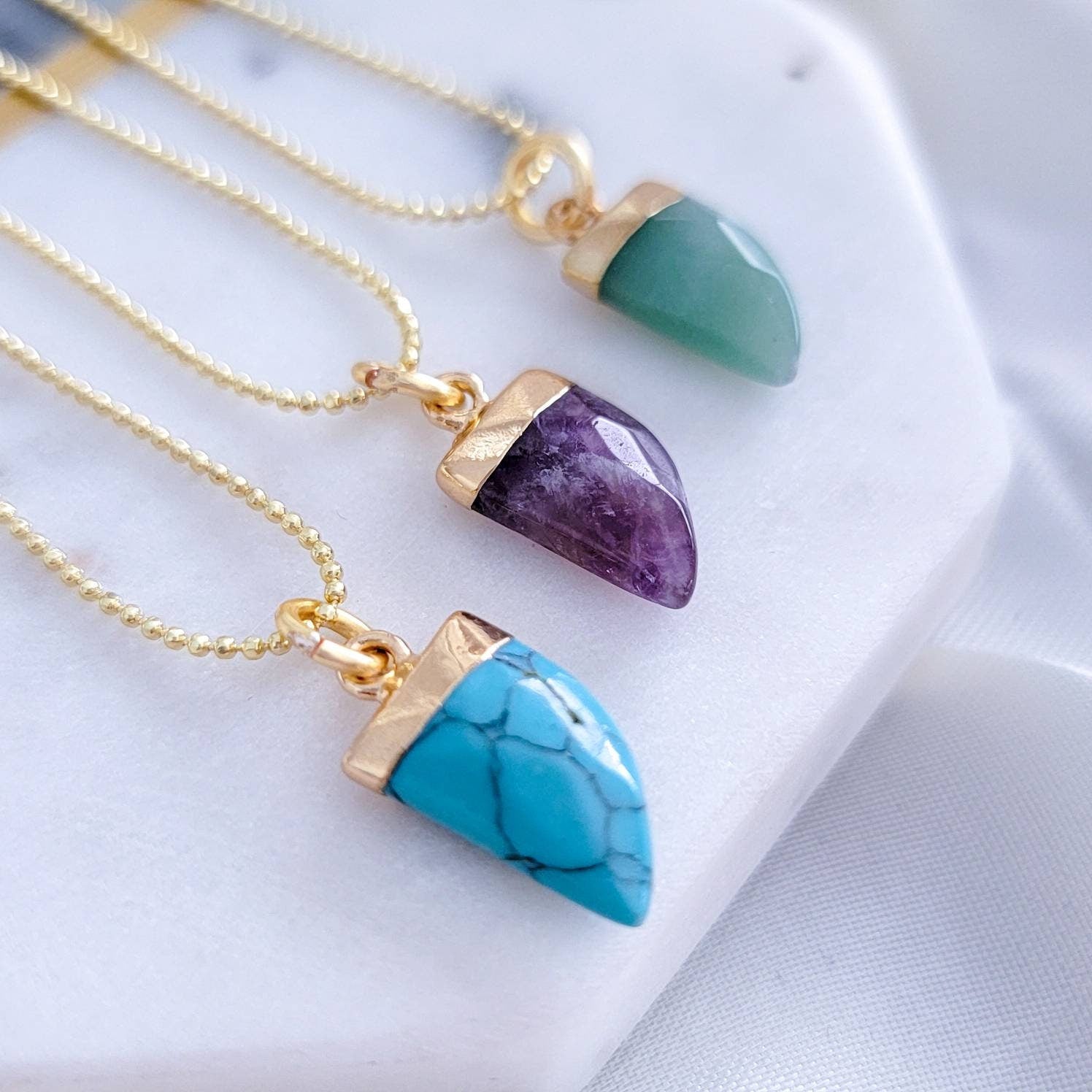 Amethyst necklace, Jade necklace, Turquoise necklace, Thin necklace chain, amethyst quartz necklace, gifted jewelry necklace, giftful sister