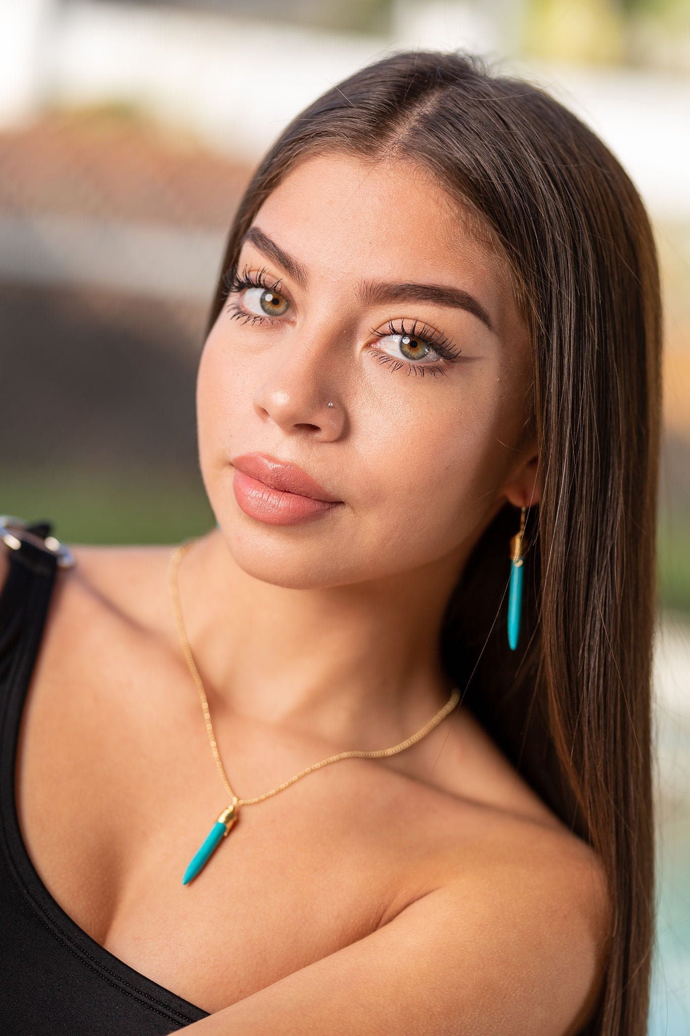 Spike Turquoise necklace, Dainty turquoise necklace, dainty  thin necklace, turquoise stone, gold thin necklace chain, gifted mom giftful