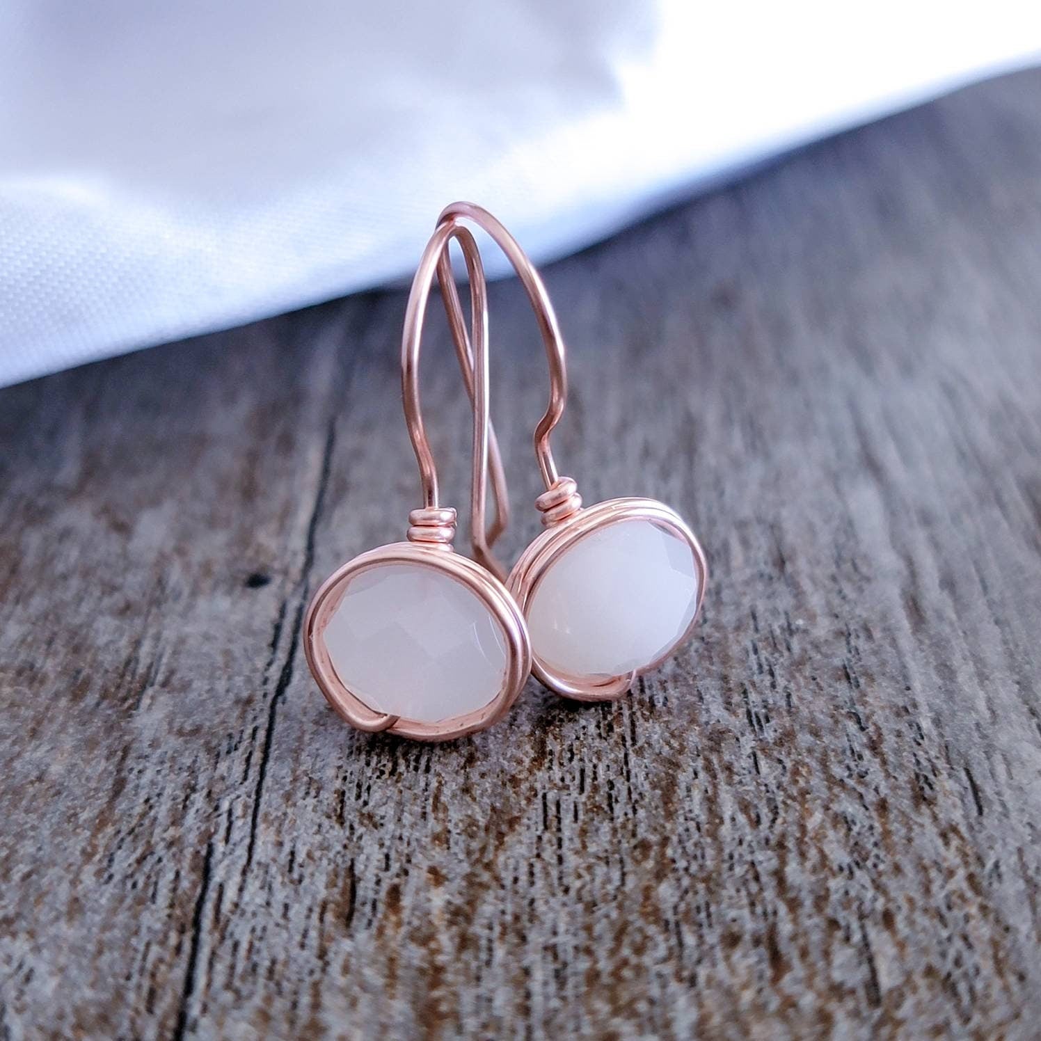 Drop bridal earrings, Wire Wrapped Crystal drop earrings, Wire drop Earrings, Minimalist Wire Wrapped Earrings, White crystal drop Earrings