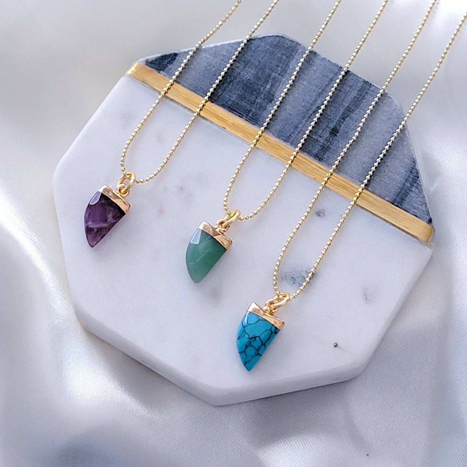 Amethyst necklace, Jade necklace, Turquoise necklace, Thin necklace chain, amethyst quartz necklace, gifted jewelry necklace, giftful sister