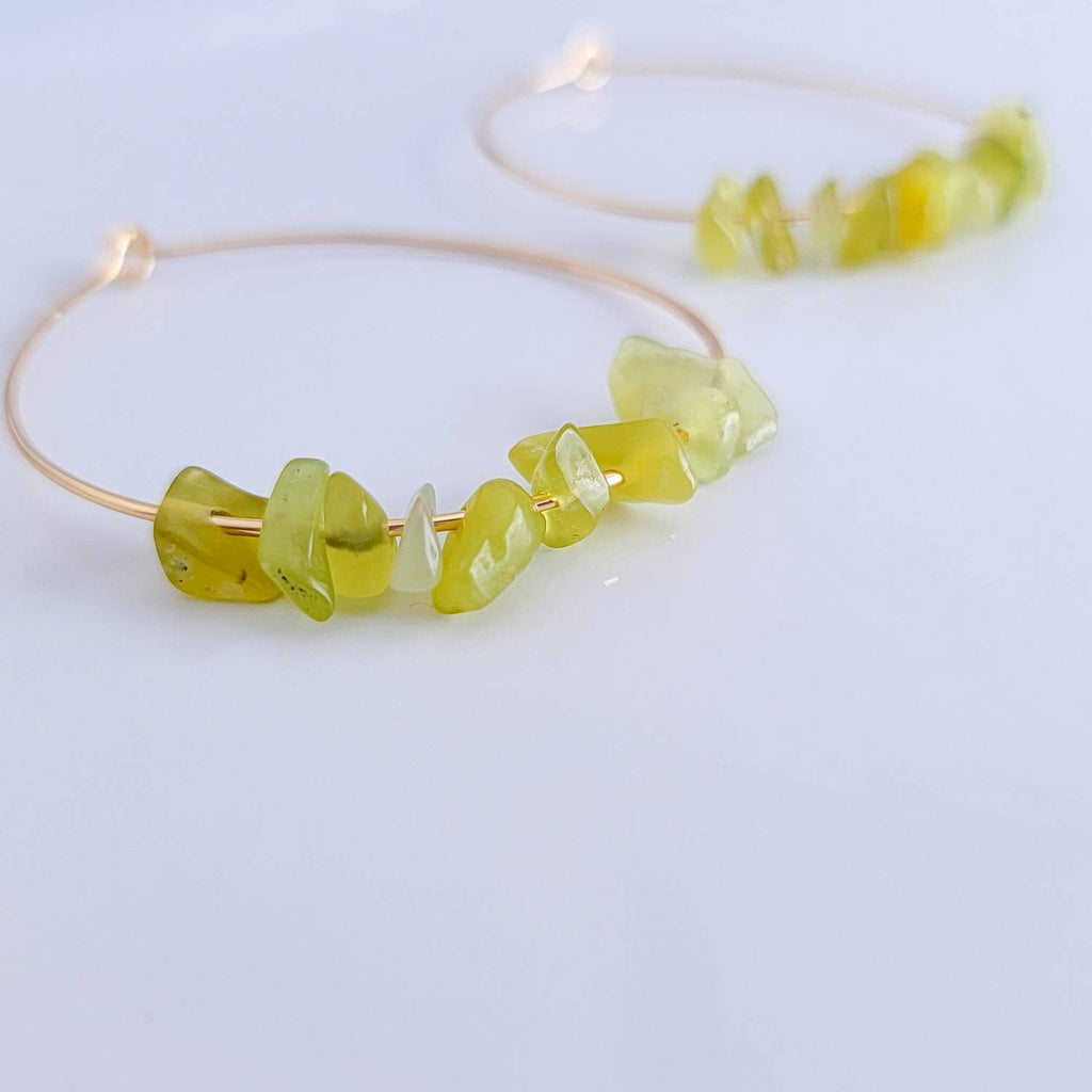 Olive Jade earrings, Jade hoop earrings,  Gold jade earrings, Gold hoop earrings, Thin jade Hoop Earrings, Jade Gemstone earrings